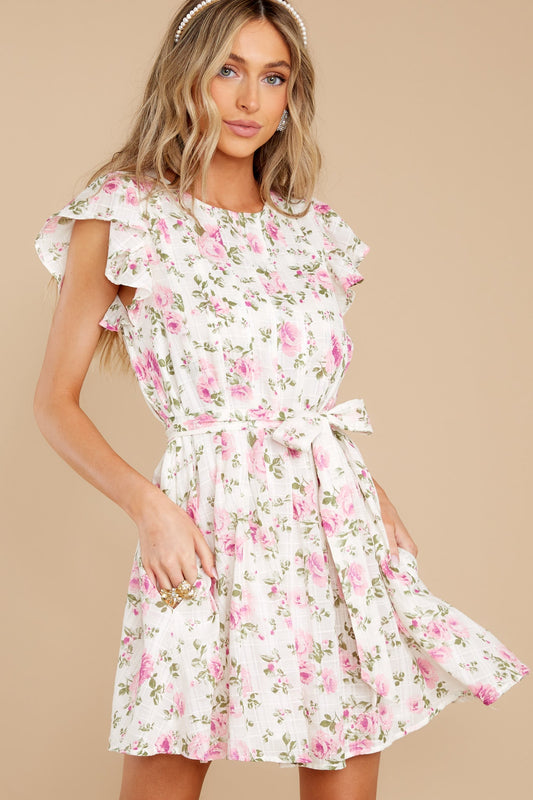 Wearing A Smile White Floral Print Cotton Dress