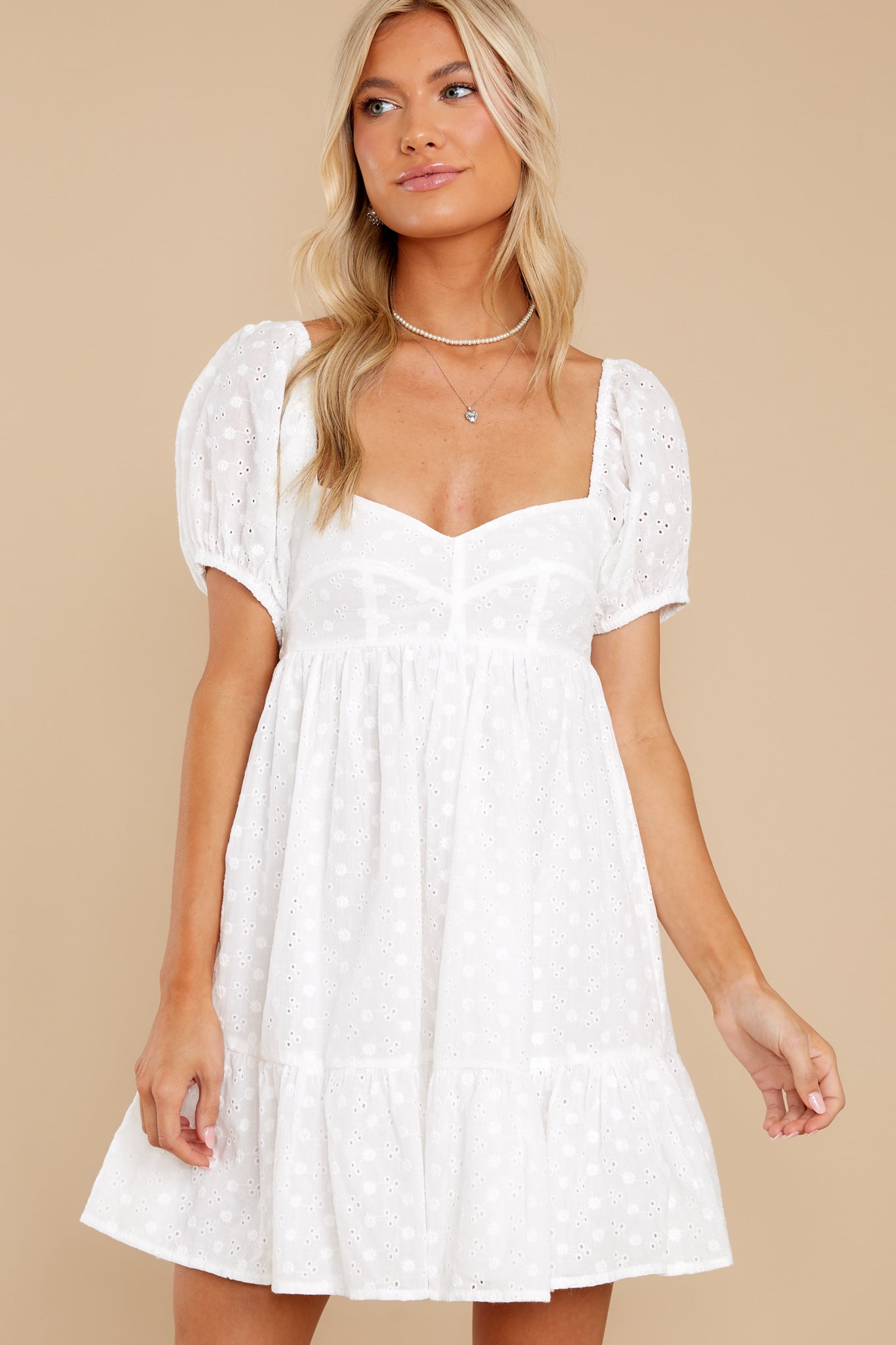 Lovely Radiance White Eyelet Cotton Dress
