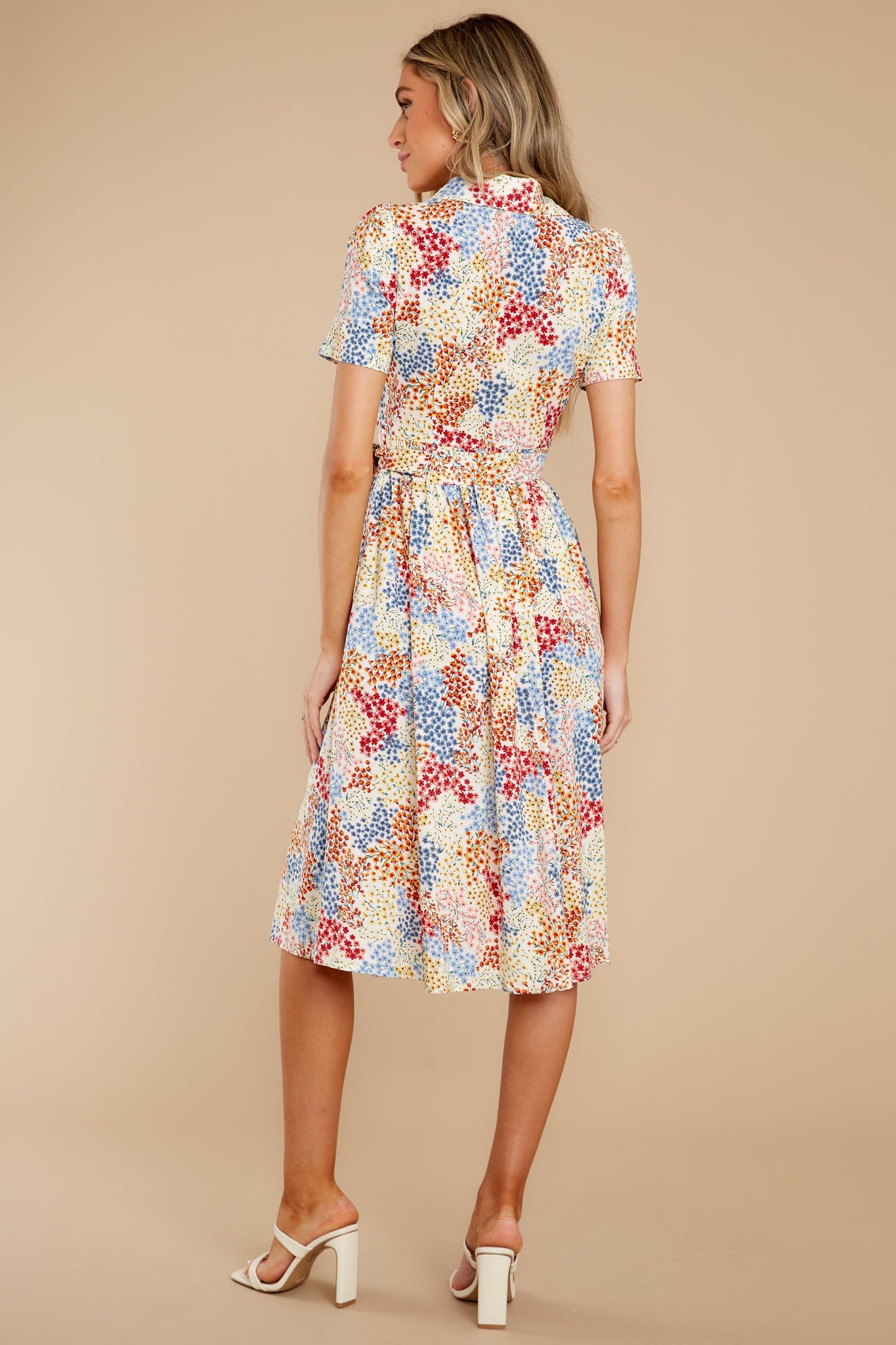 Flow Away Yellow Multi Floral Print Midi Dress