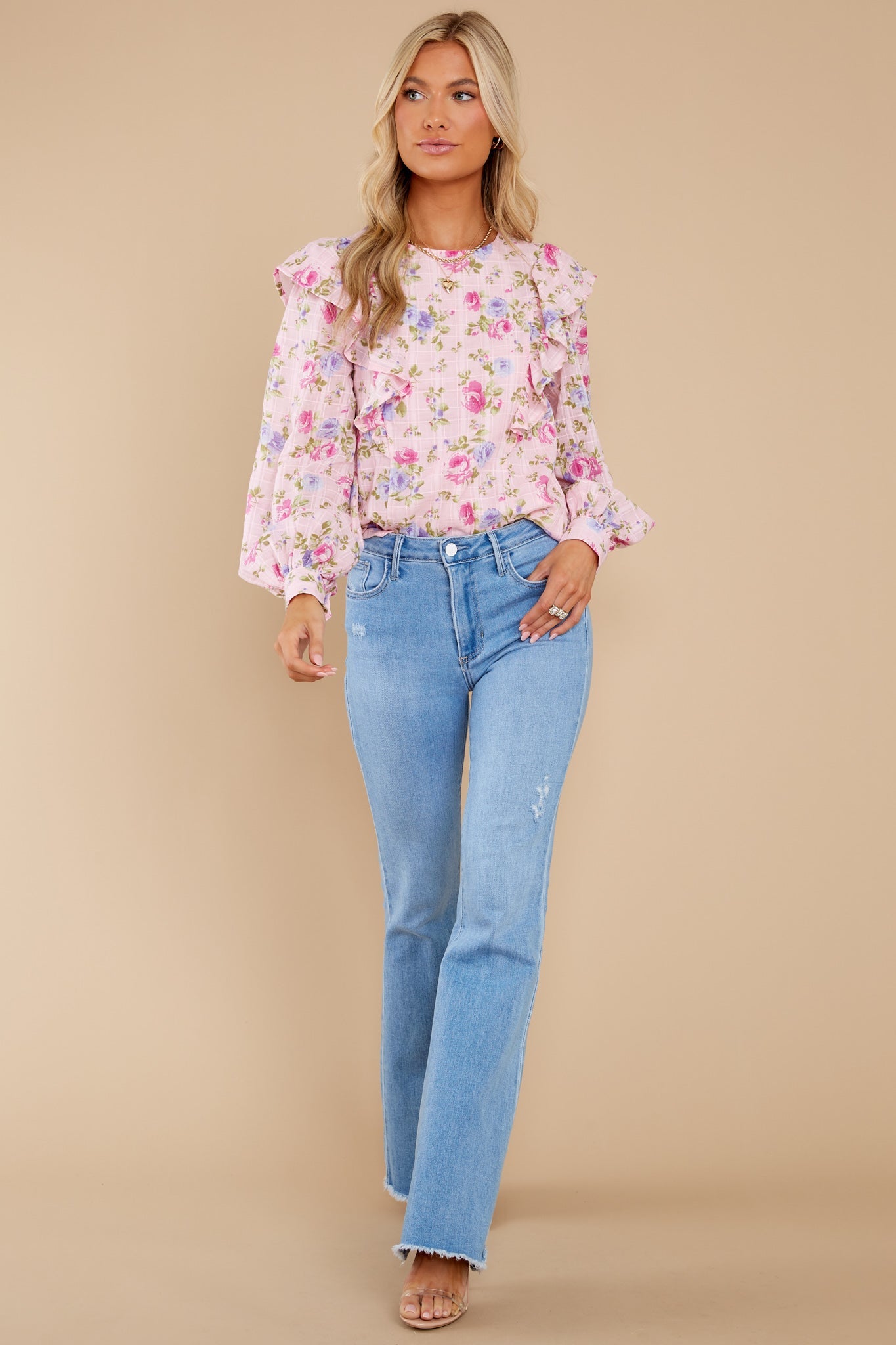 A Different Story Pink Floral Print Cotton Top