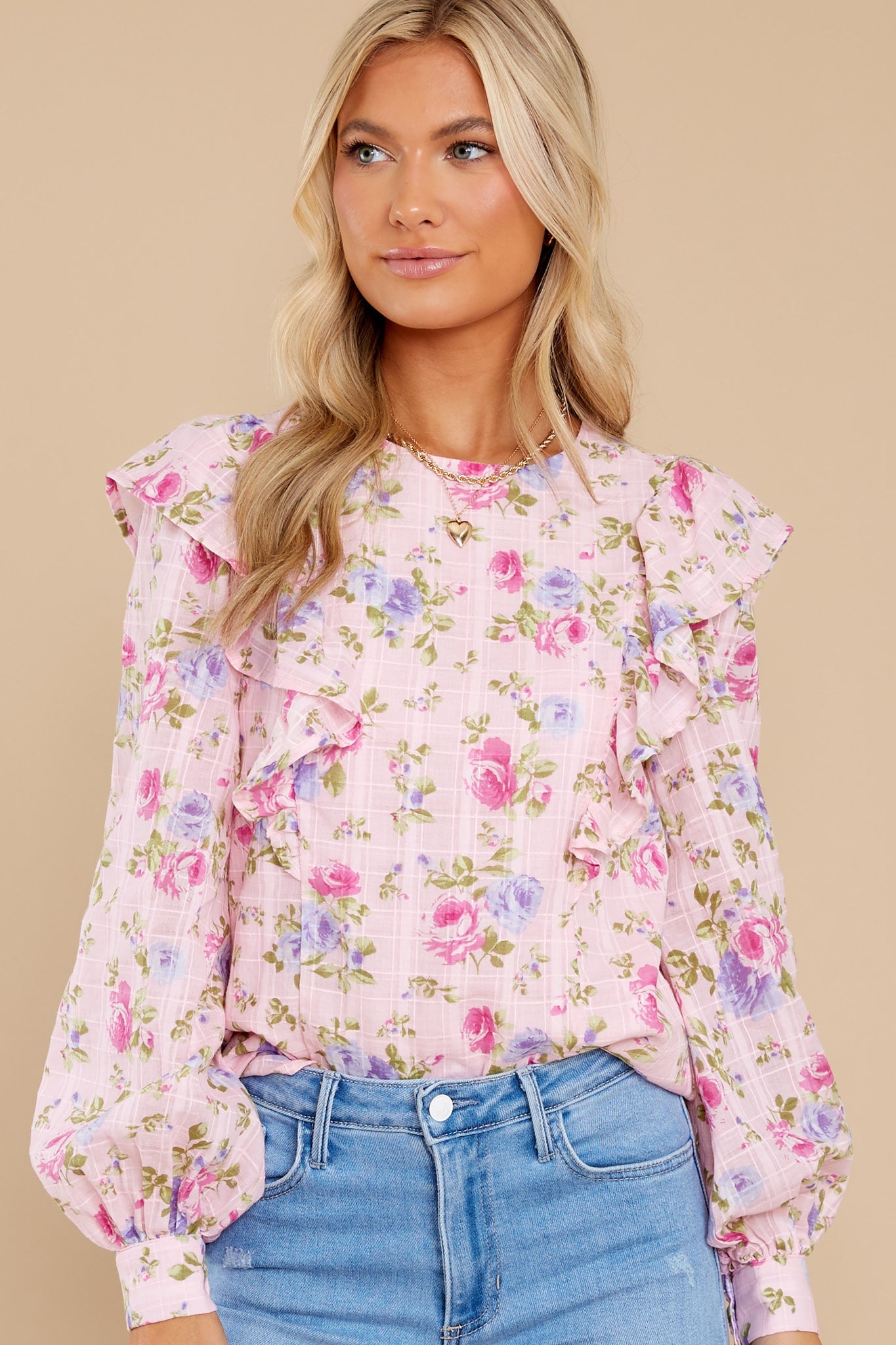 A Different Story Pink Floral Print Cotton Top