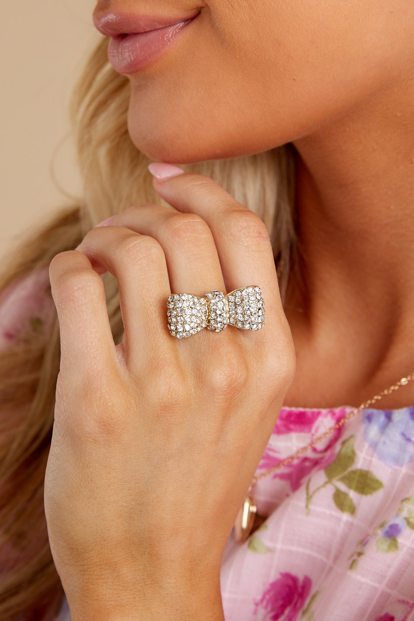 Pretty Dainty Rhinestone Gold Ring
