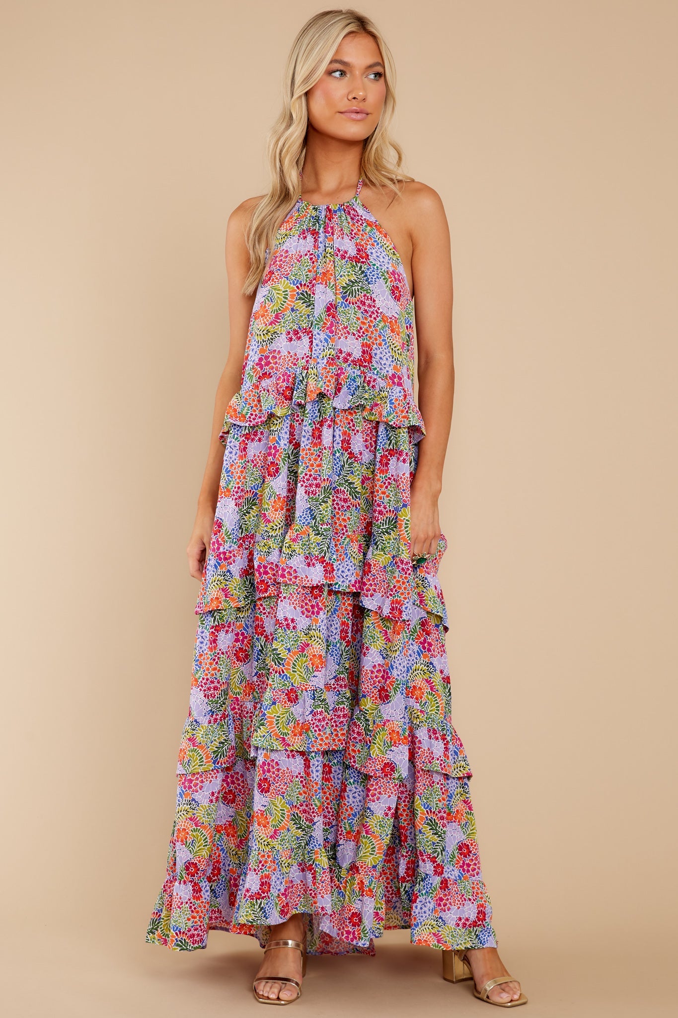 Growing Passion Lavender Floral Print Maxi Dress