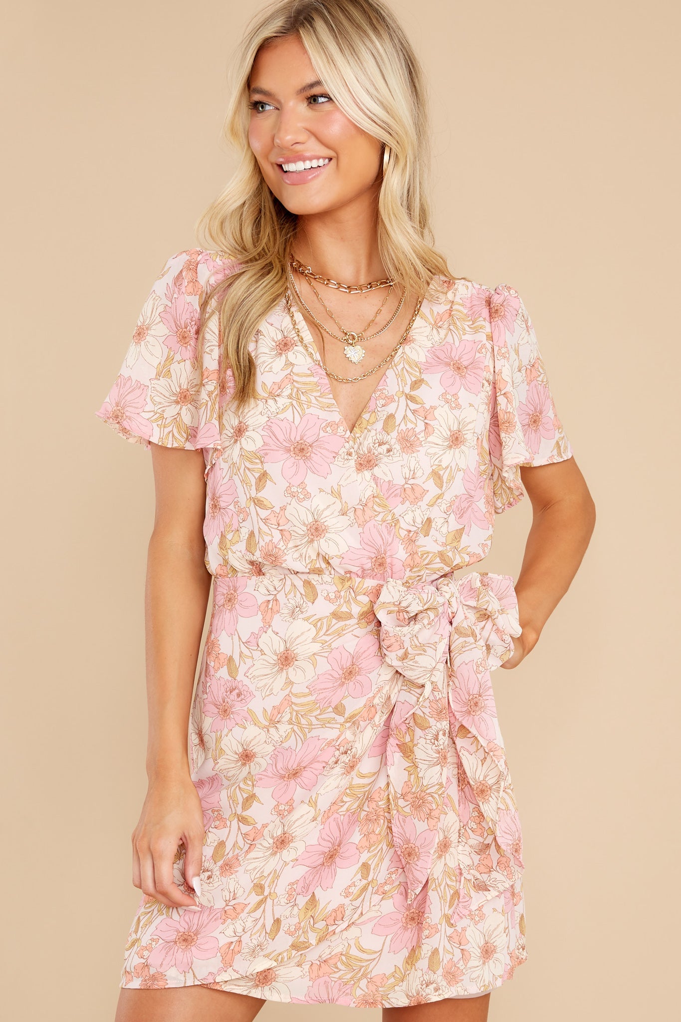 Loving Gestures Ivory Floral Print Dress