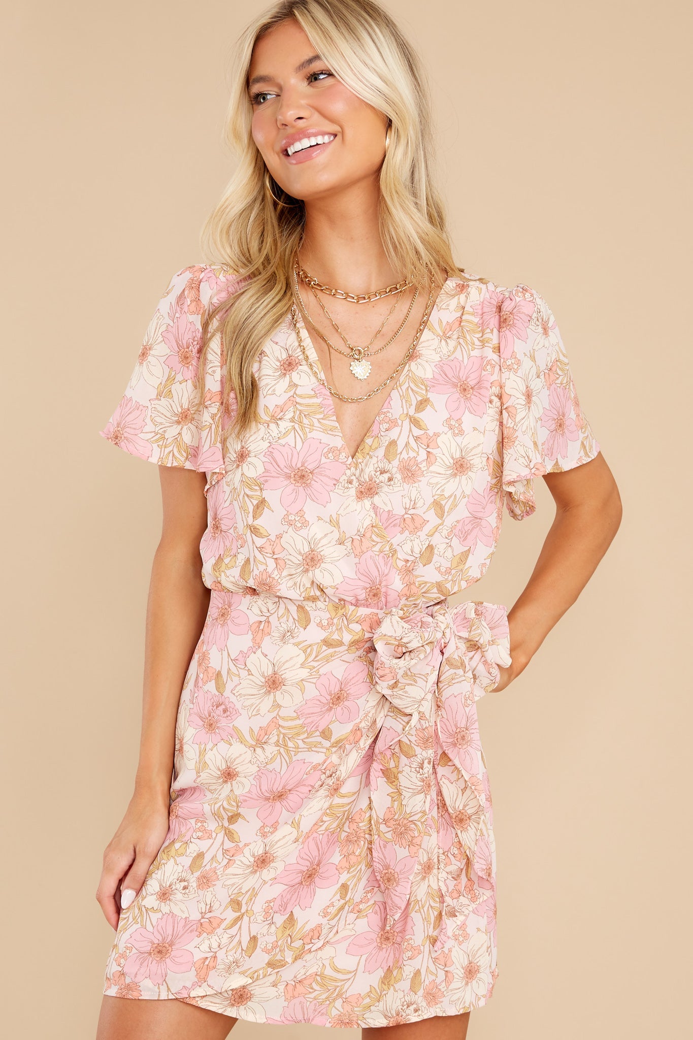 Loving Gestures Ivory Floral Print Dress