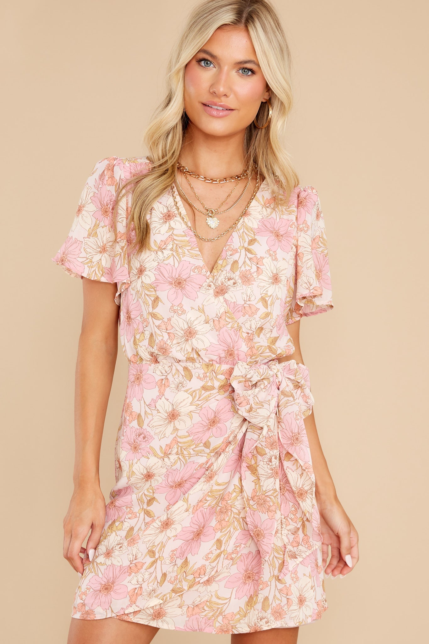 Loving Gestures Ivory Floral Print Dress