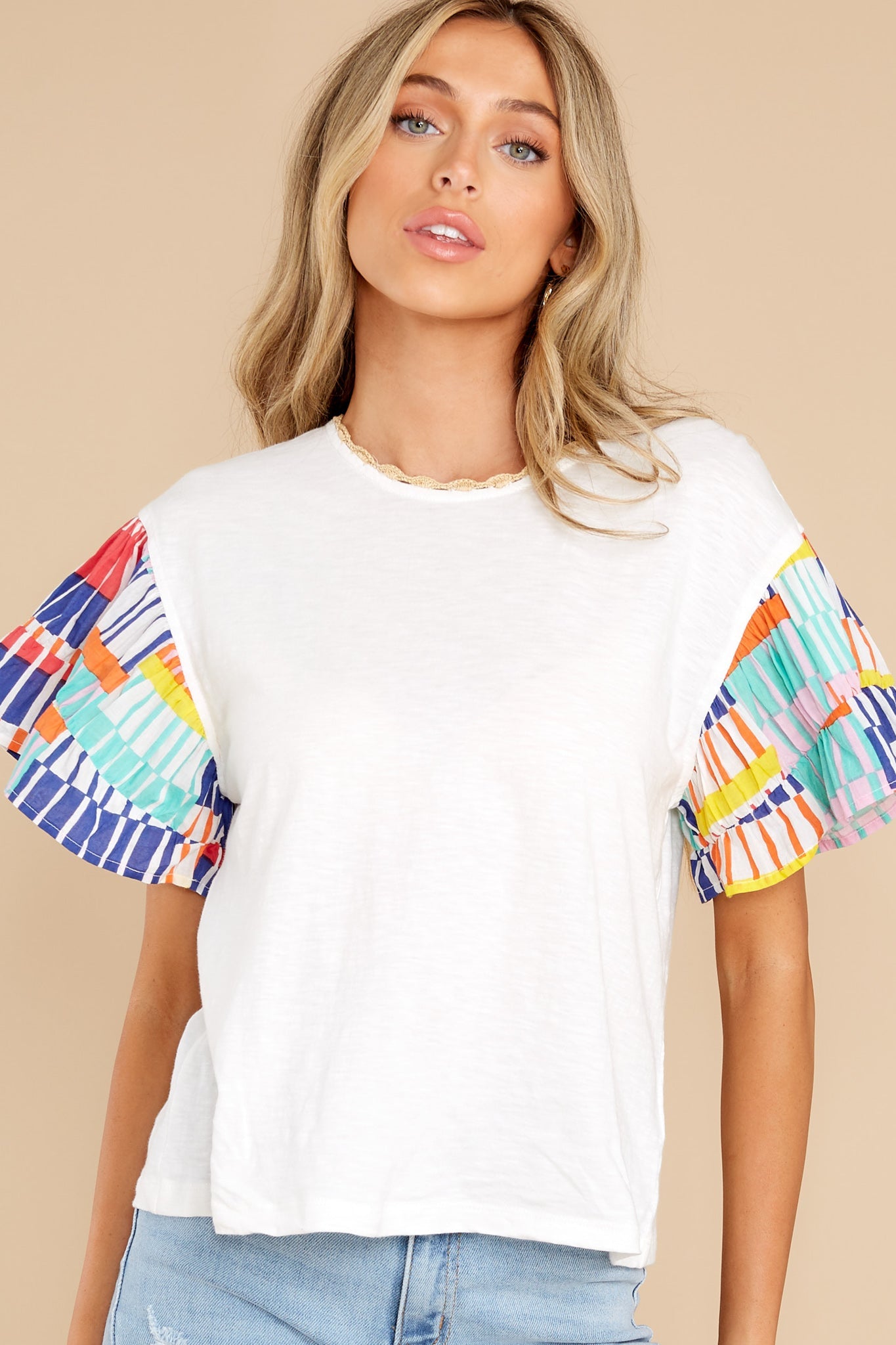 Vacay Fever White Multi Print Cotton Blouse