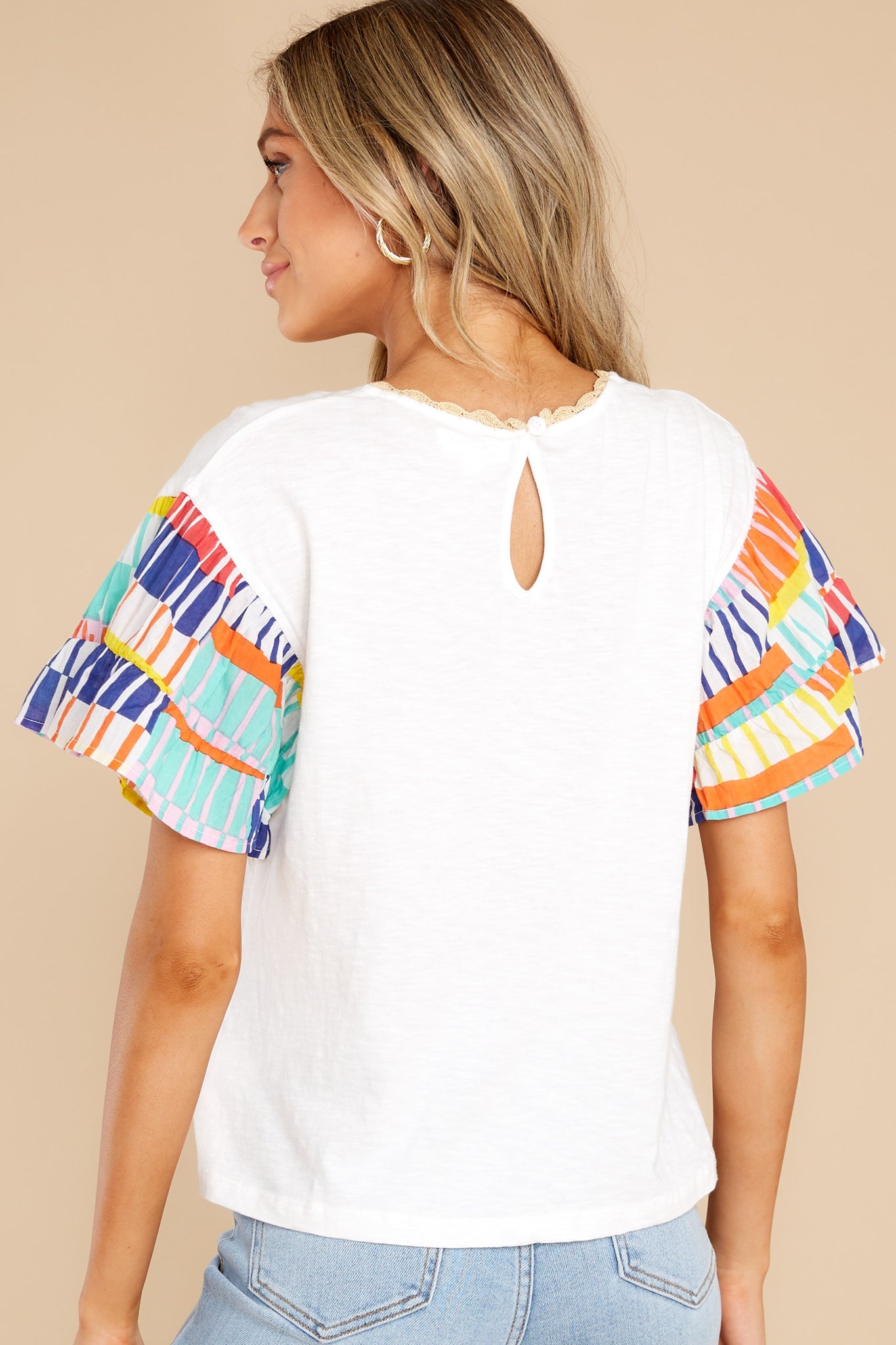 Vacay Fever White Multi Print Cotton Blouse