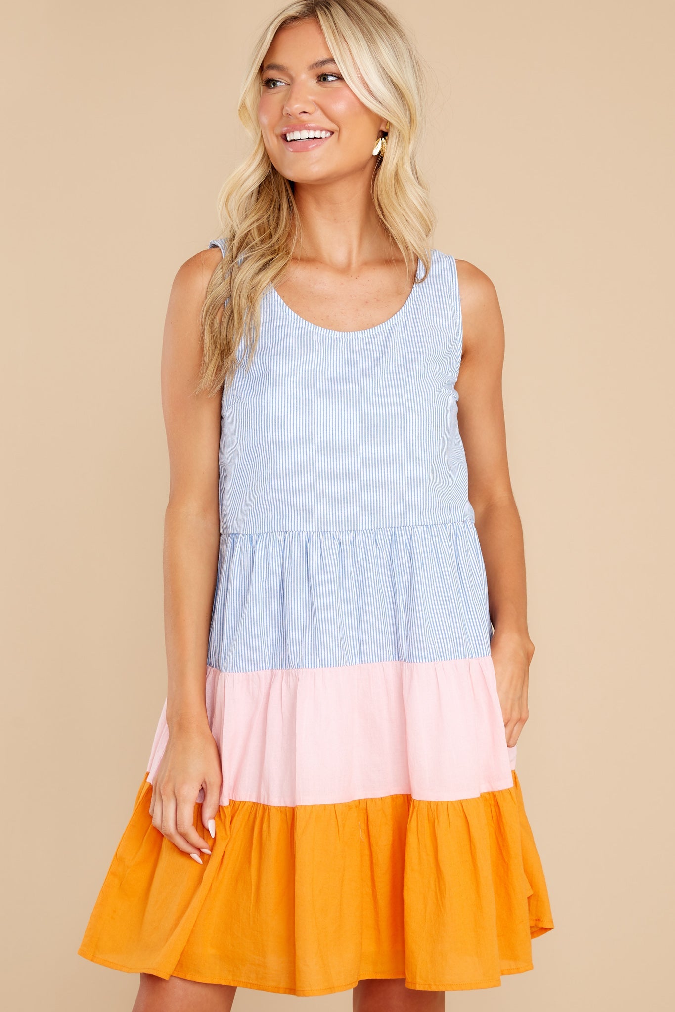Lines In The Sand Blue Multi Striped Dress