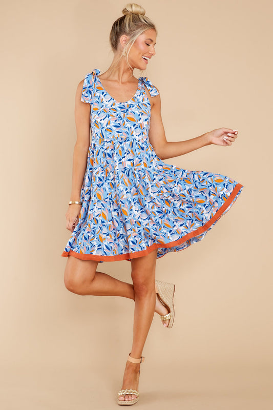 Beat The Heat Blue Multi Print Cotton Dress