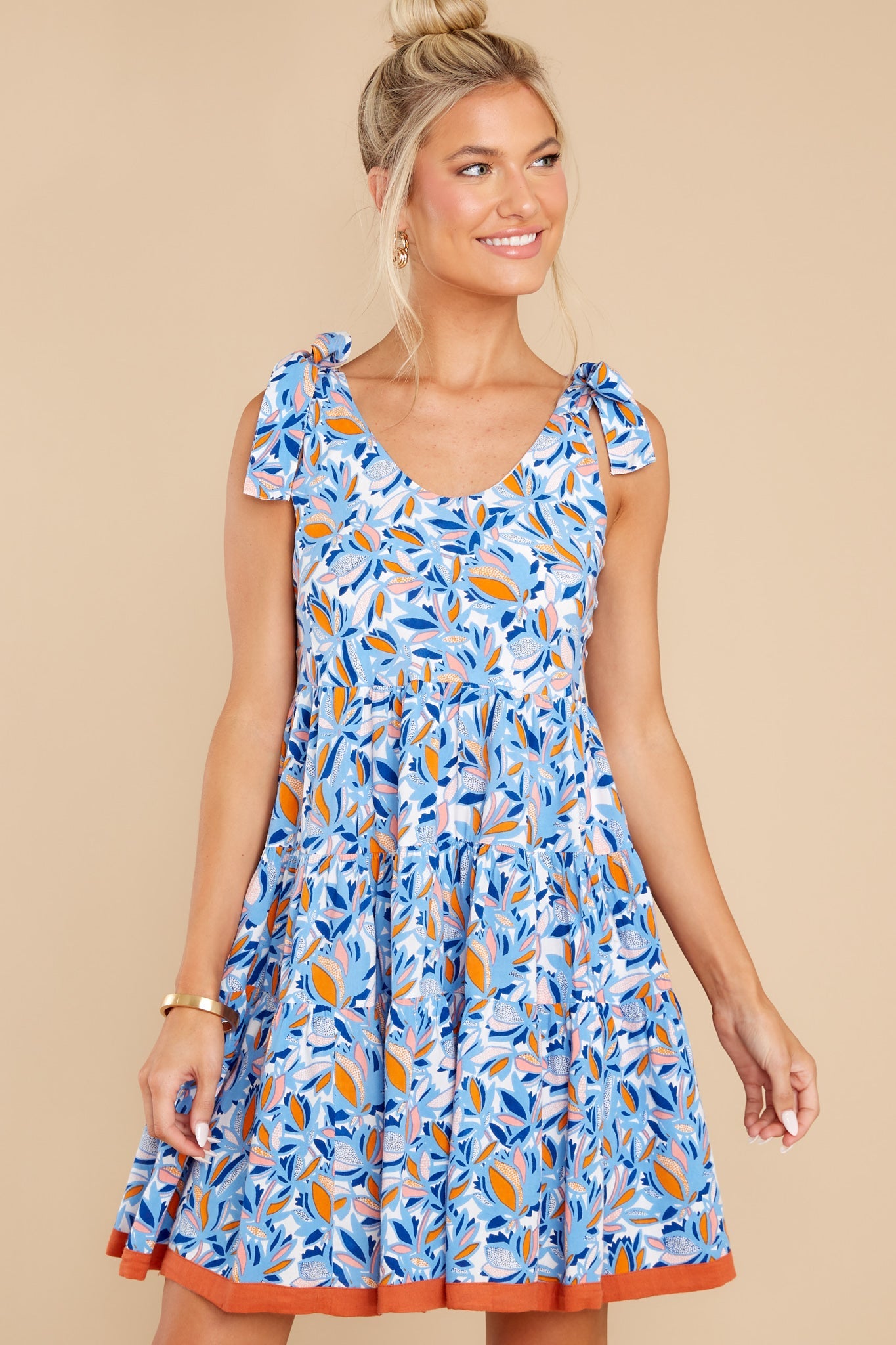 Beat The Heat Blue Multi Print Cotton Dress