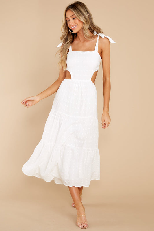 Whitewash Tie Midi Dress