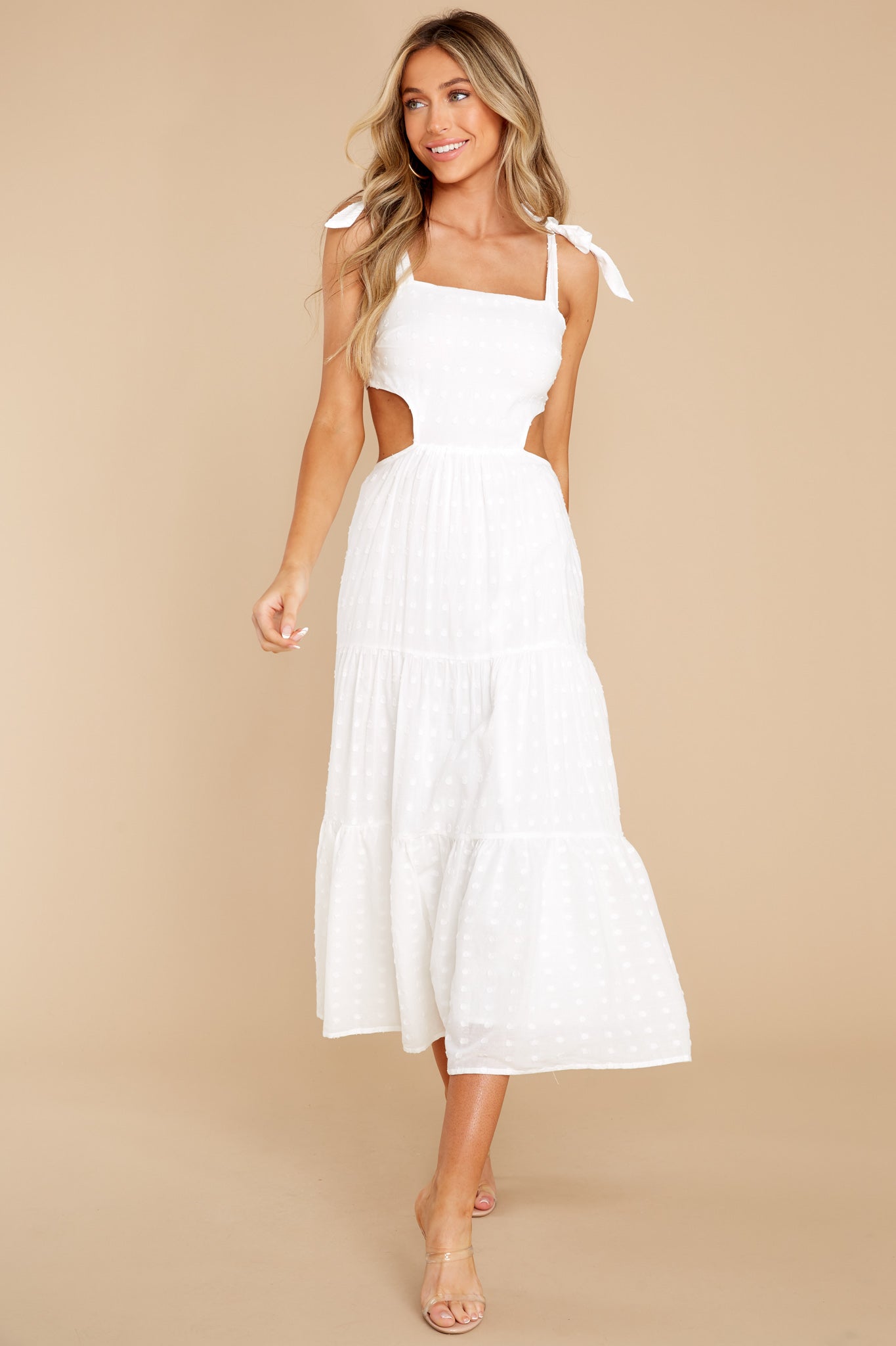 Whitewash Tie Midi Dress