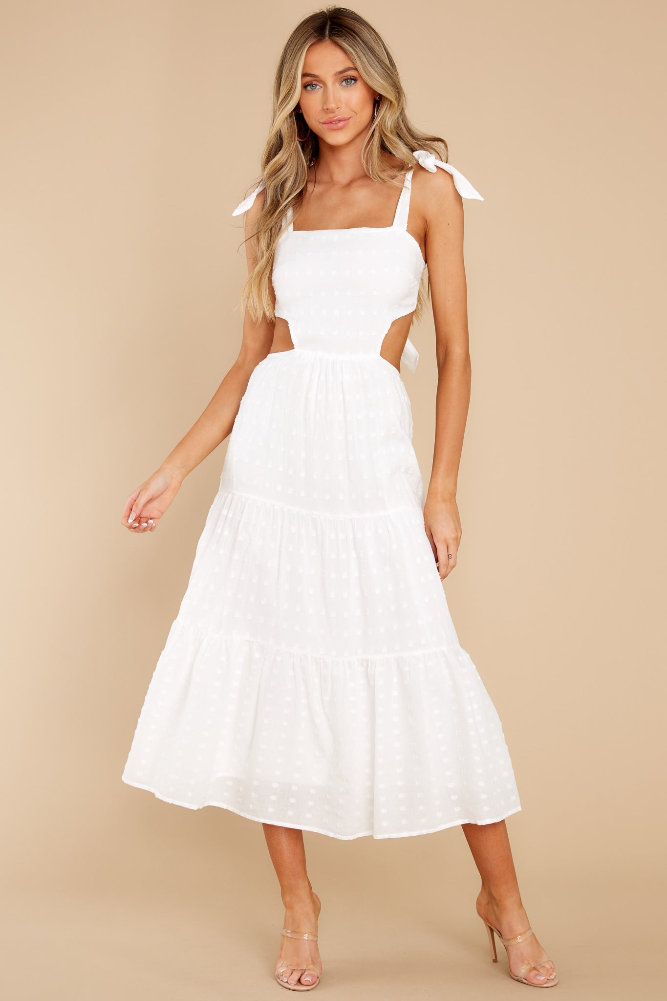 Whitewash Tie Midi Dress