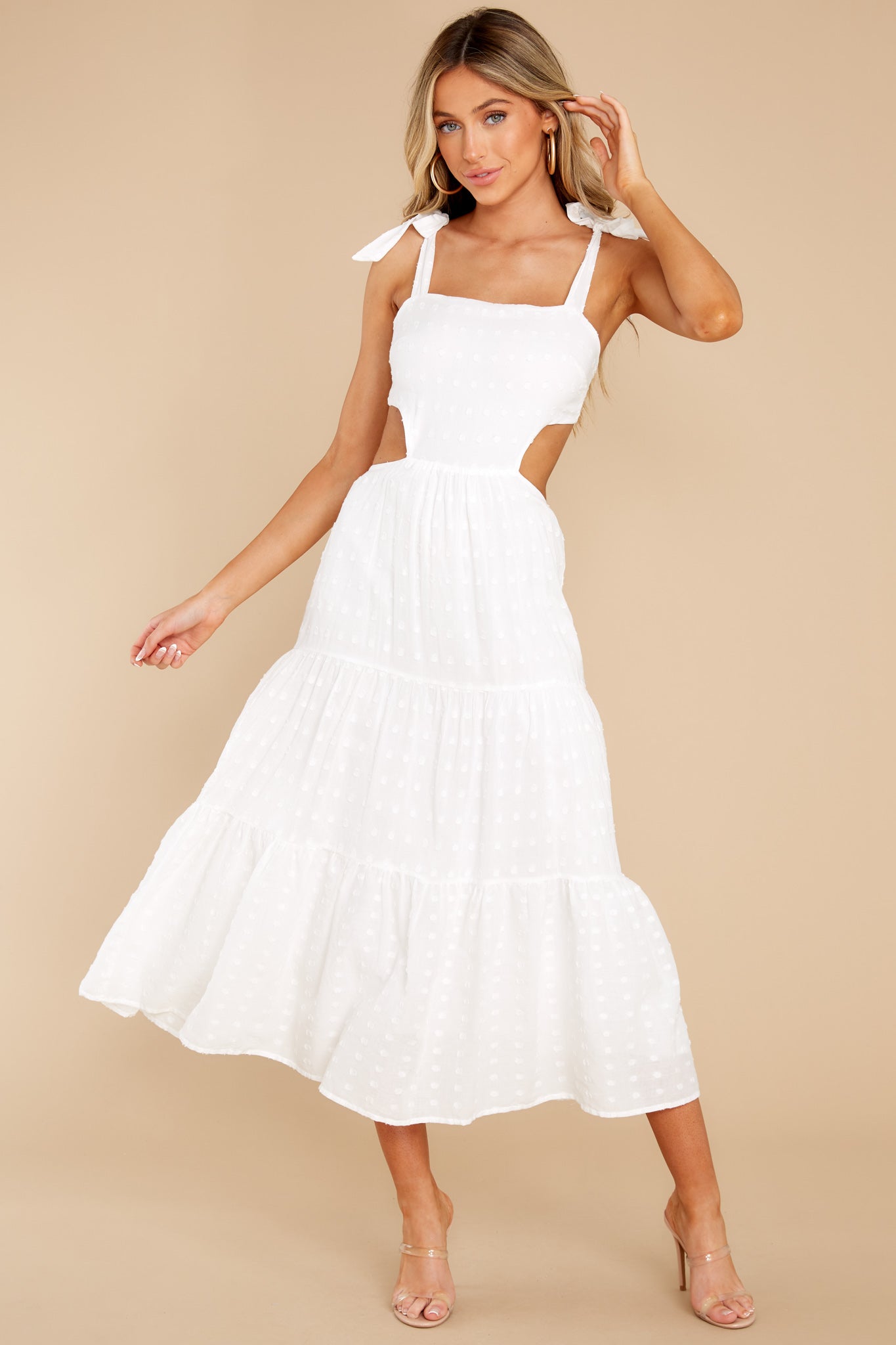 Whitewash Tie Midi Dress