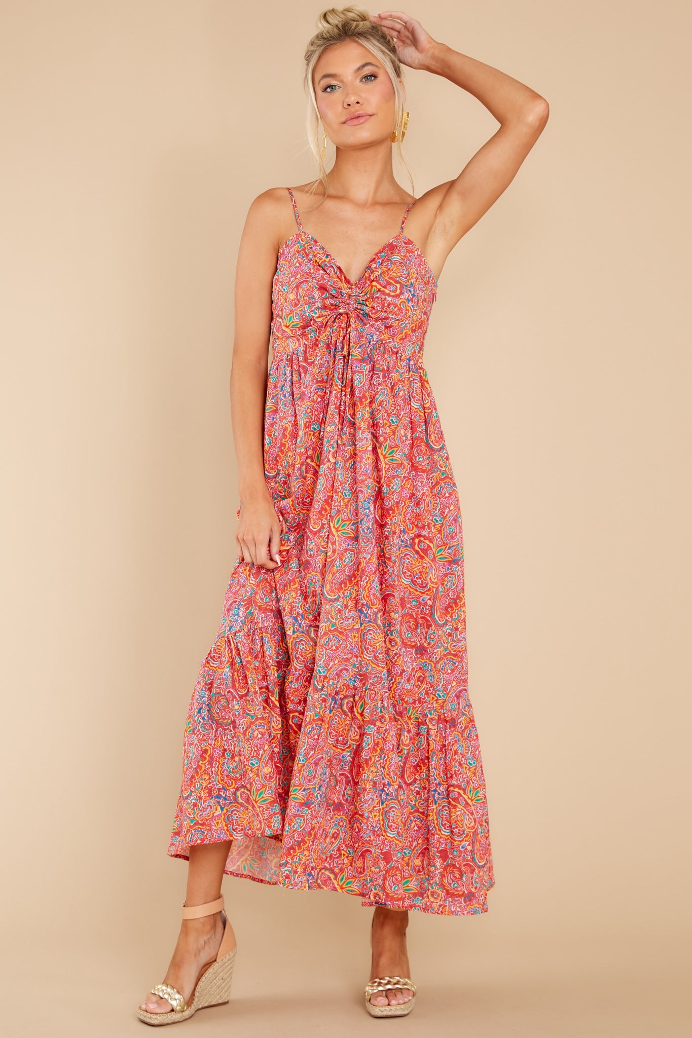 Dance With A Stranger Red Print Maxi Dress