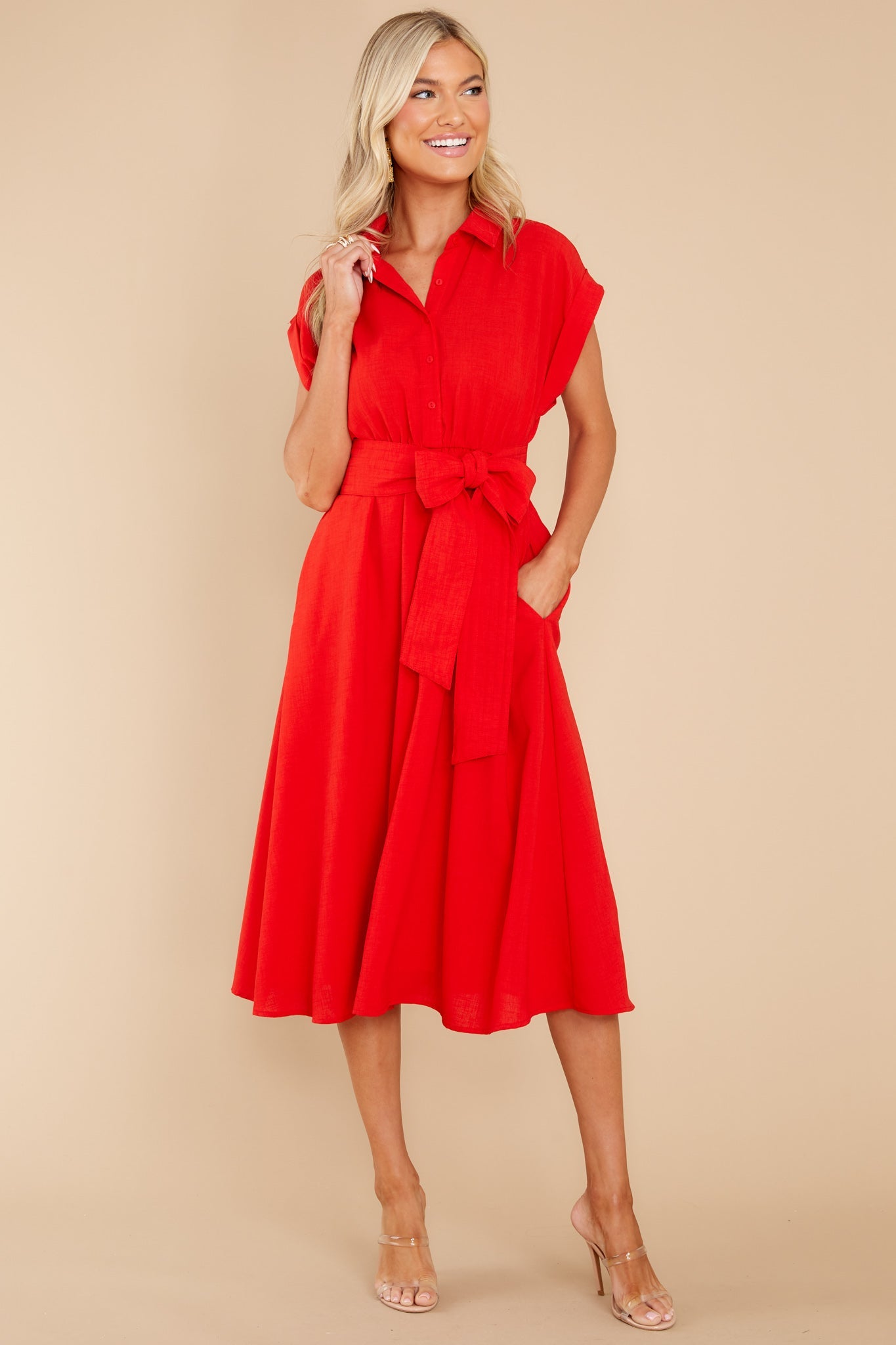 When You Arrive Red Midi Dress