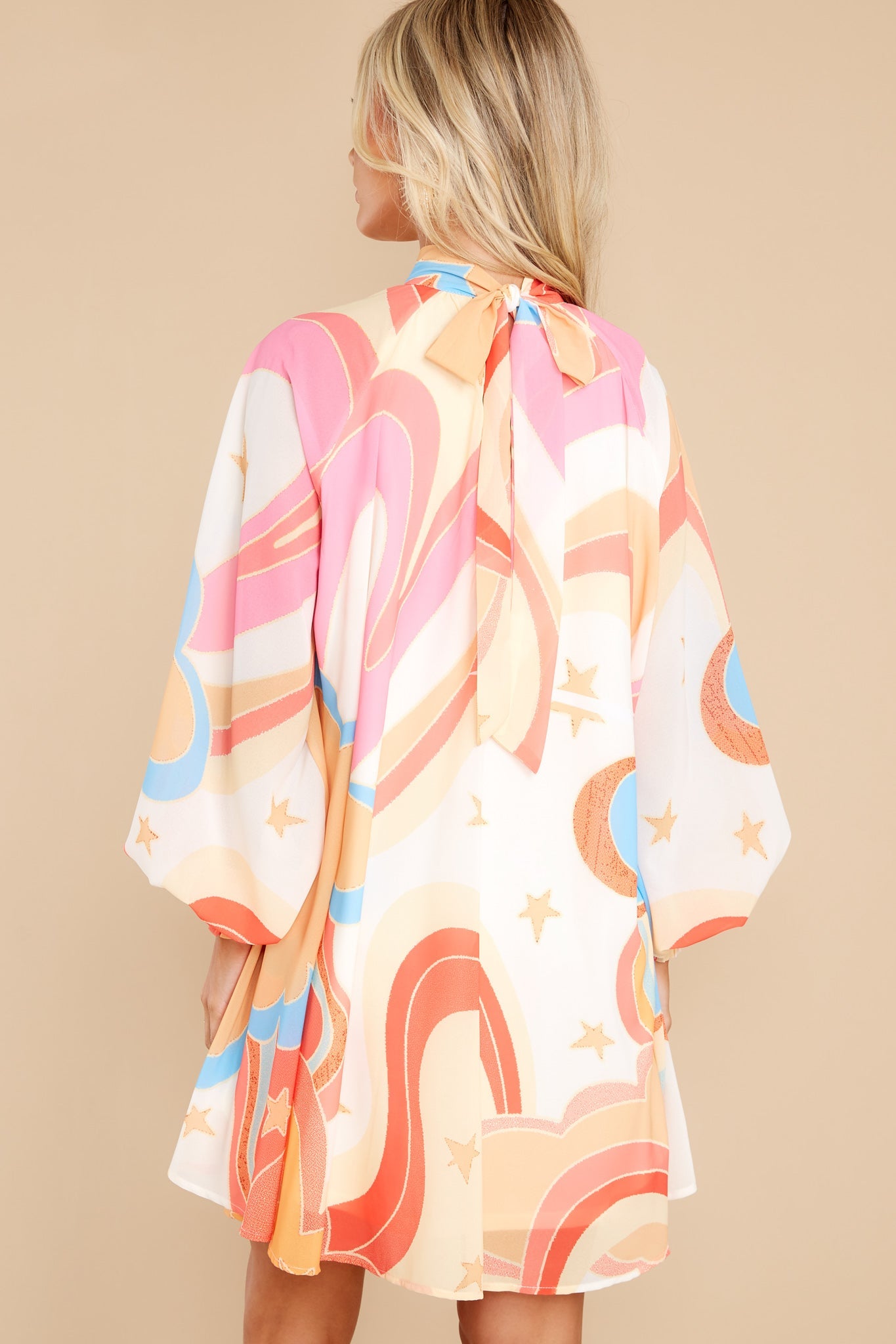 Purely Reminiscing Apricot Multi Print Dress