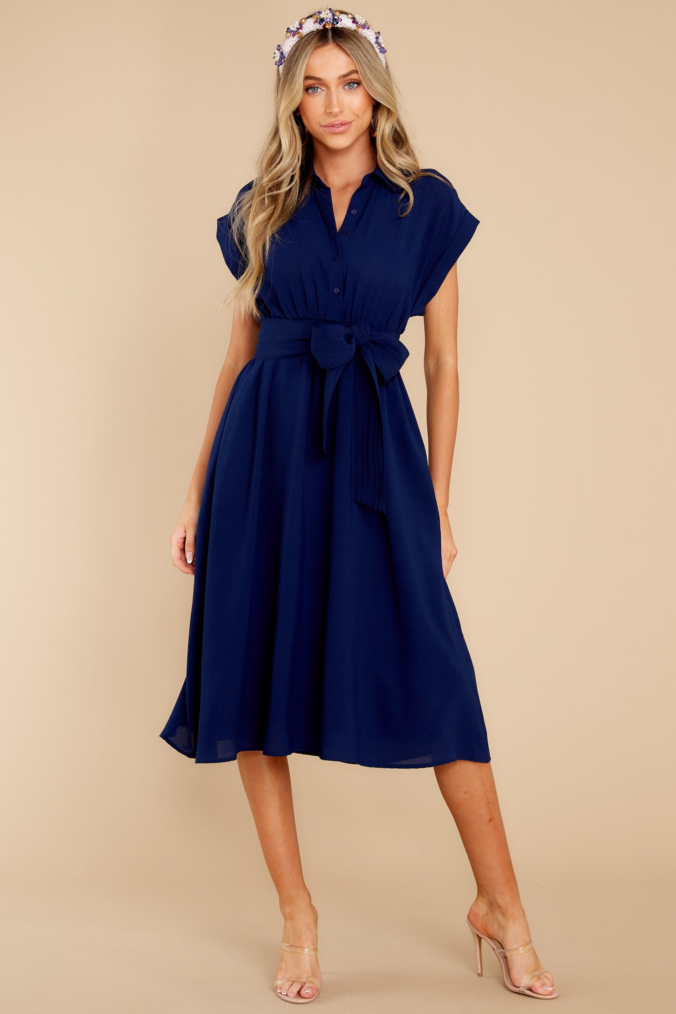 When You Arrive Navy Midi Dress