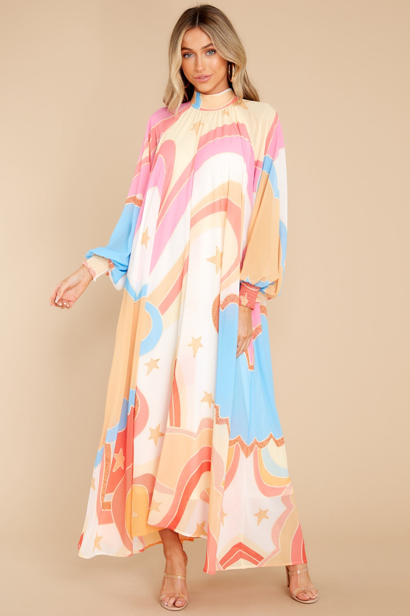 Can You Imagine Apricot Multi Print Maxi Dress
