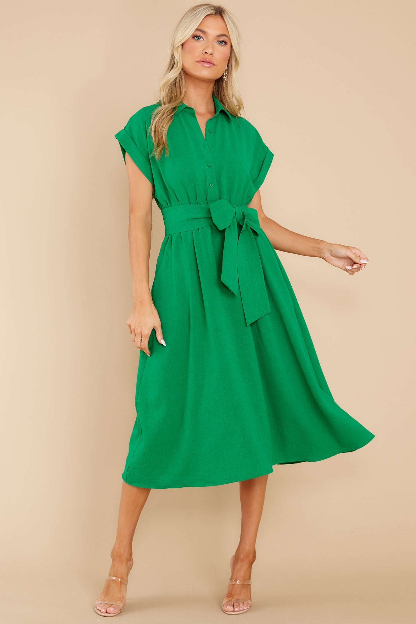 When You Arrive Green Midi Dress