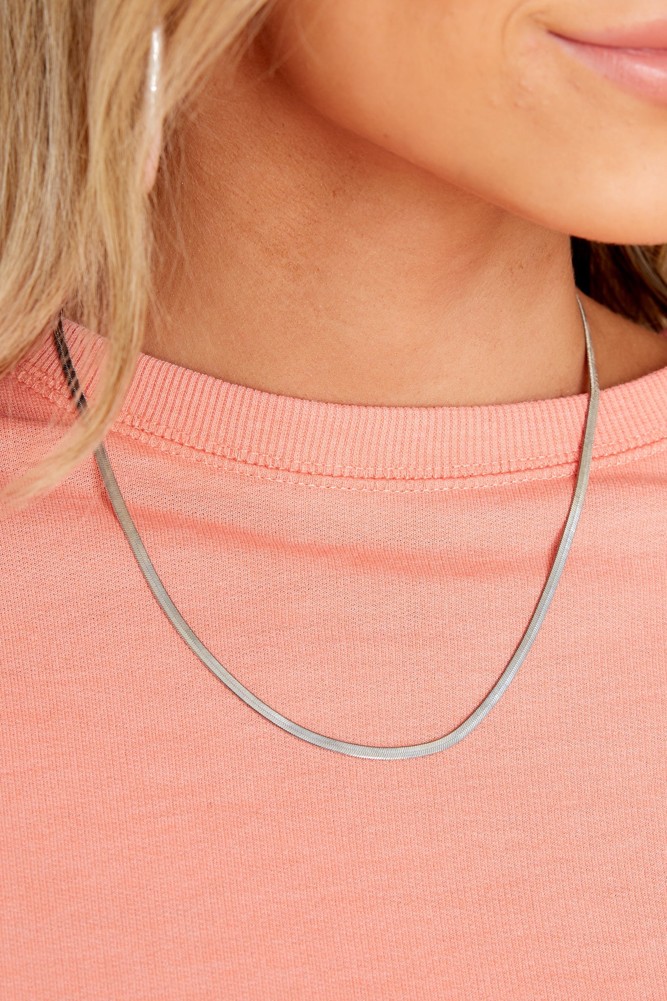 Sleek Edge Silver Necklace