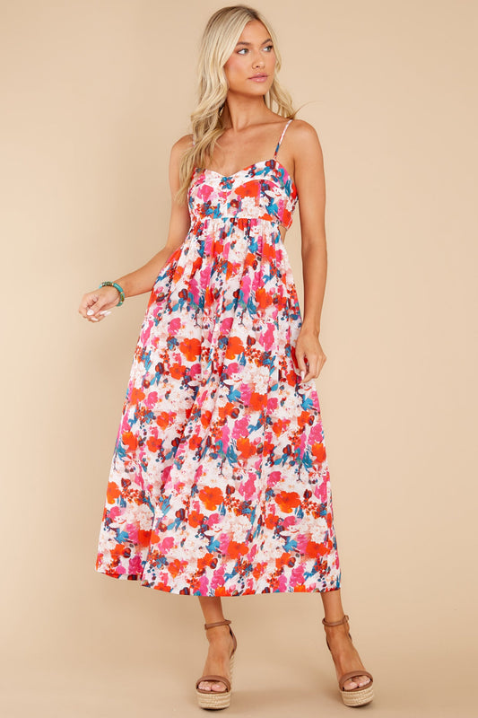 Flowers From You Red Floral Print Maxi Dress