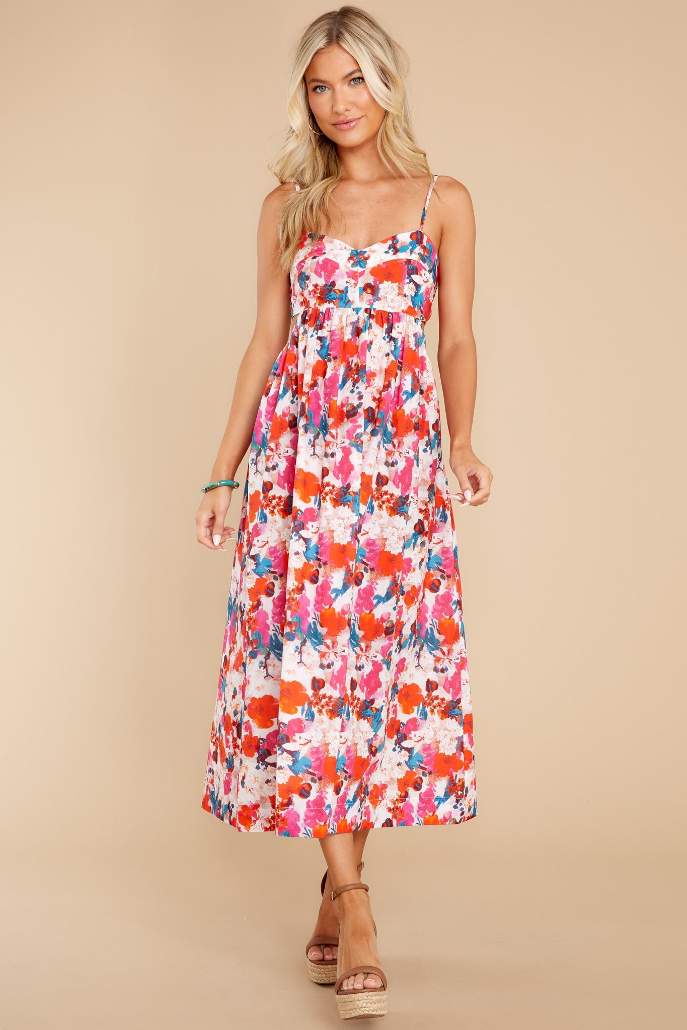 Flowers From You Red Floral Print Maxi Dress