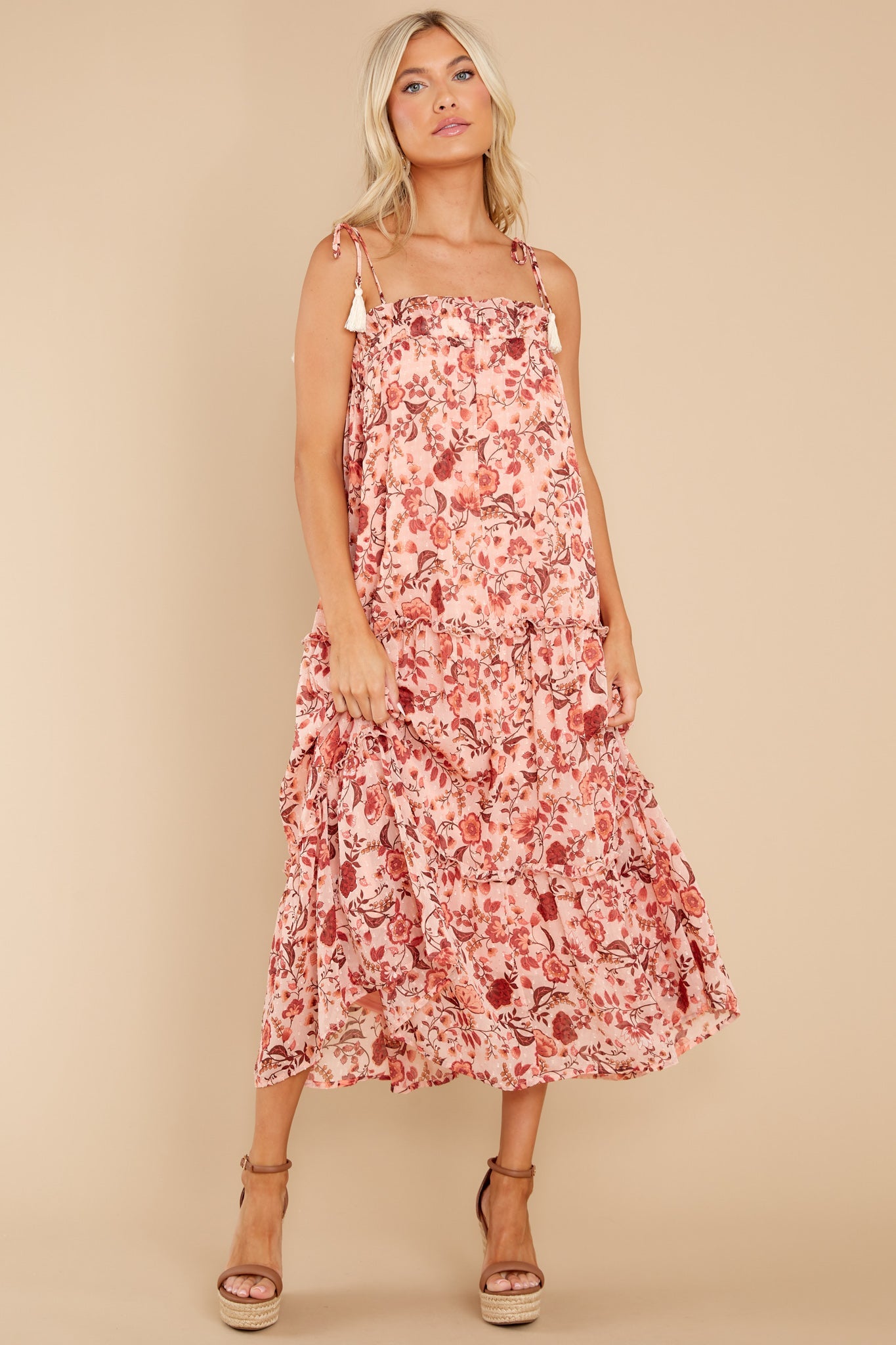 Into The Blooms Mauve Pink Floral Print Maxi Dress