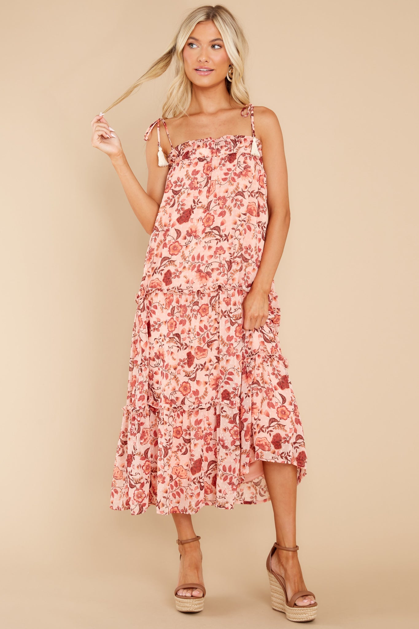 Into The Blooms Mauve Pink Floral Print Maxi Dress