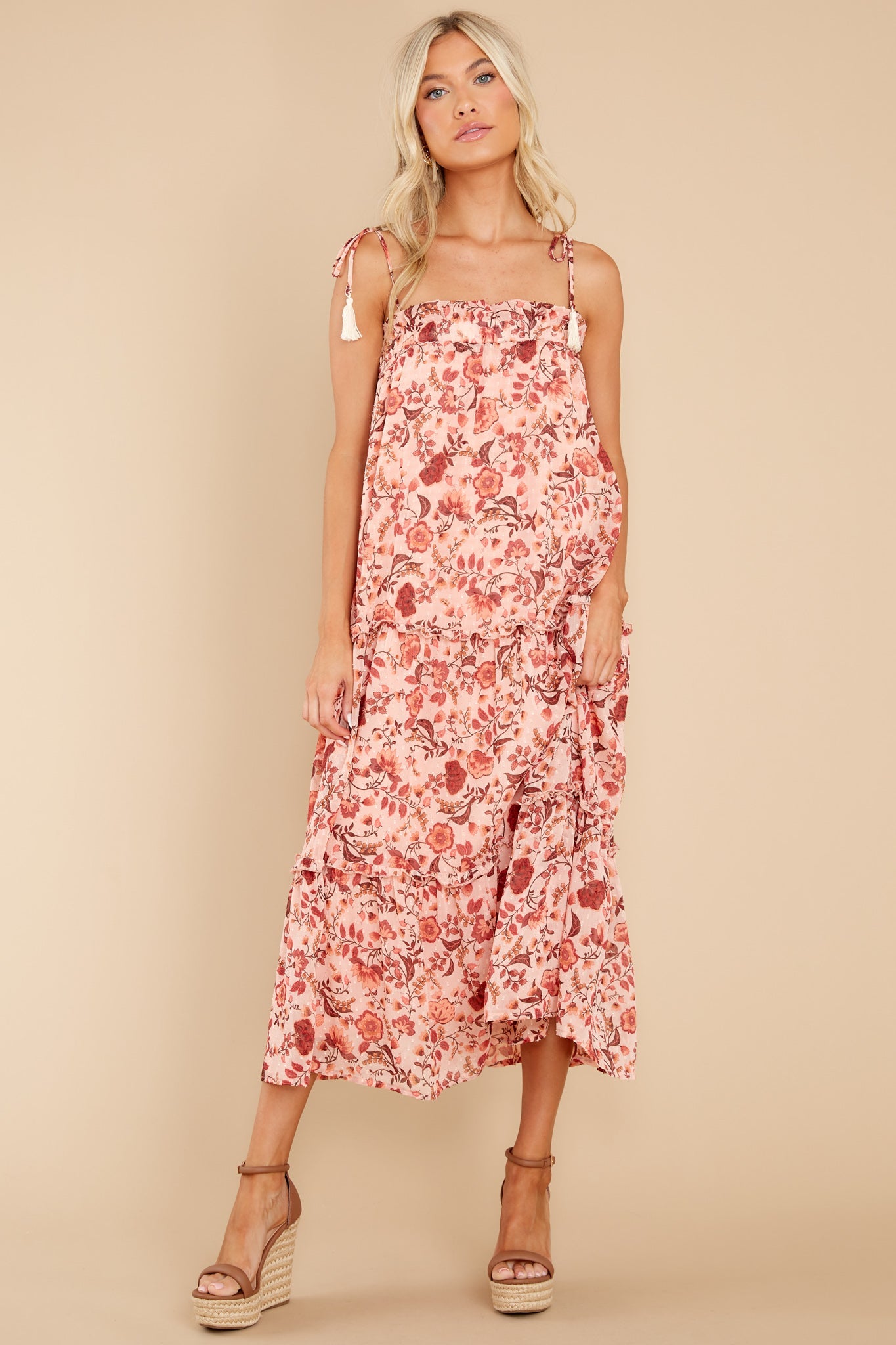 Into The Blooms Mauve Pink Floral Print Maxi Dress
