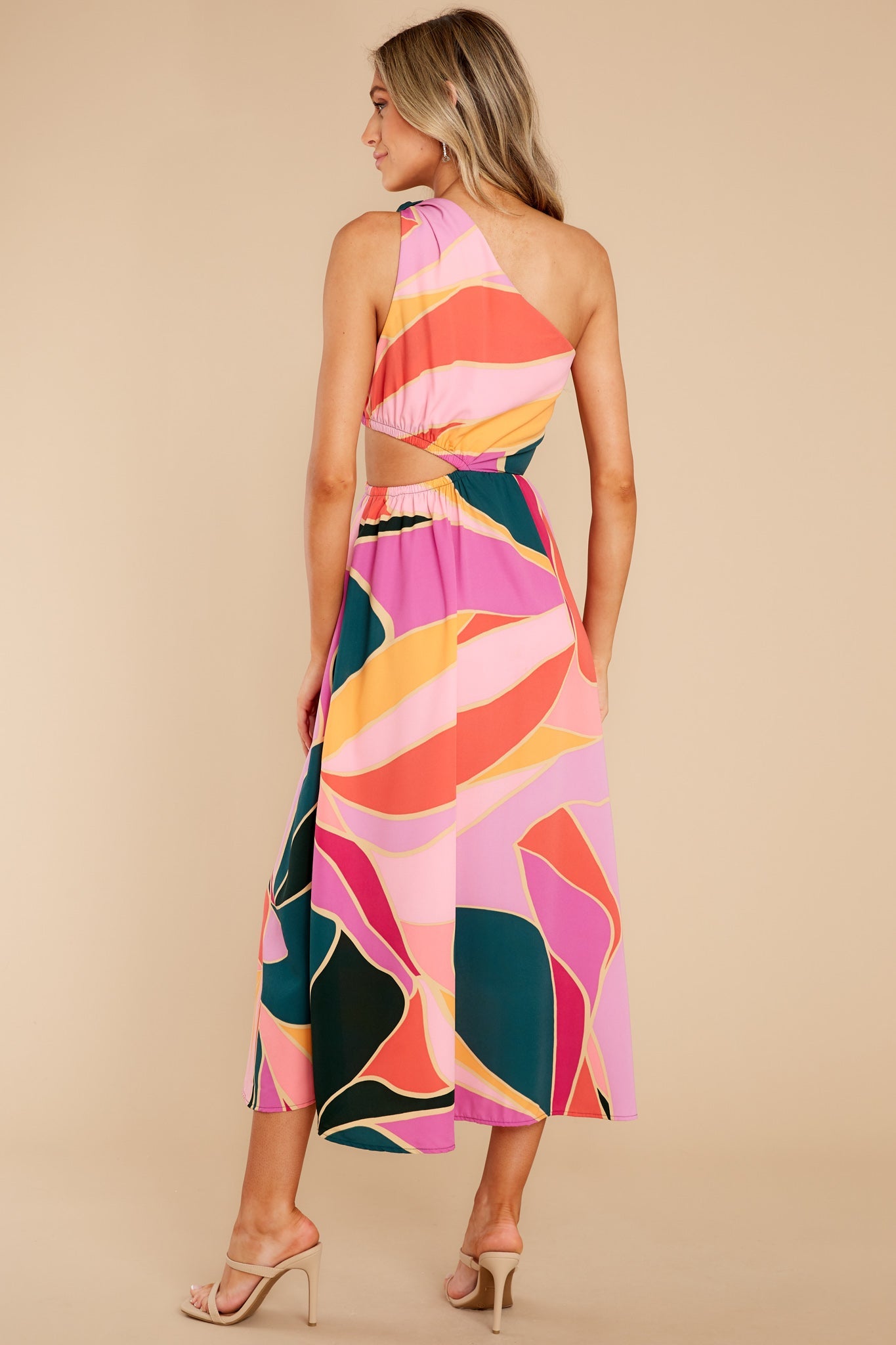 Essential Piece Pink Multi Print Midi Dress