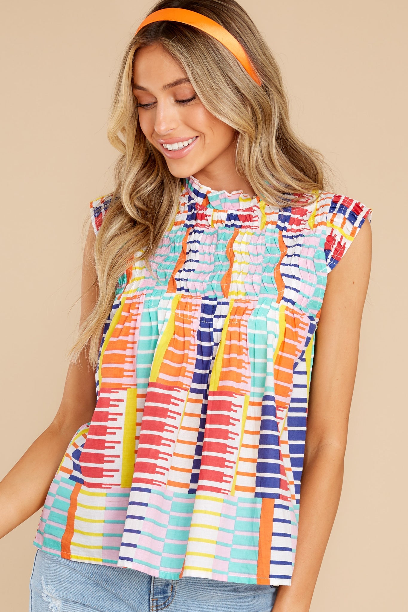 Color Me Surprised Ivory Multi Print Cotton Top