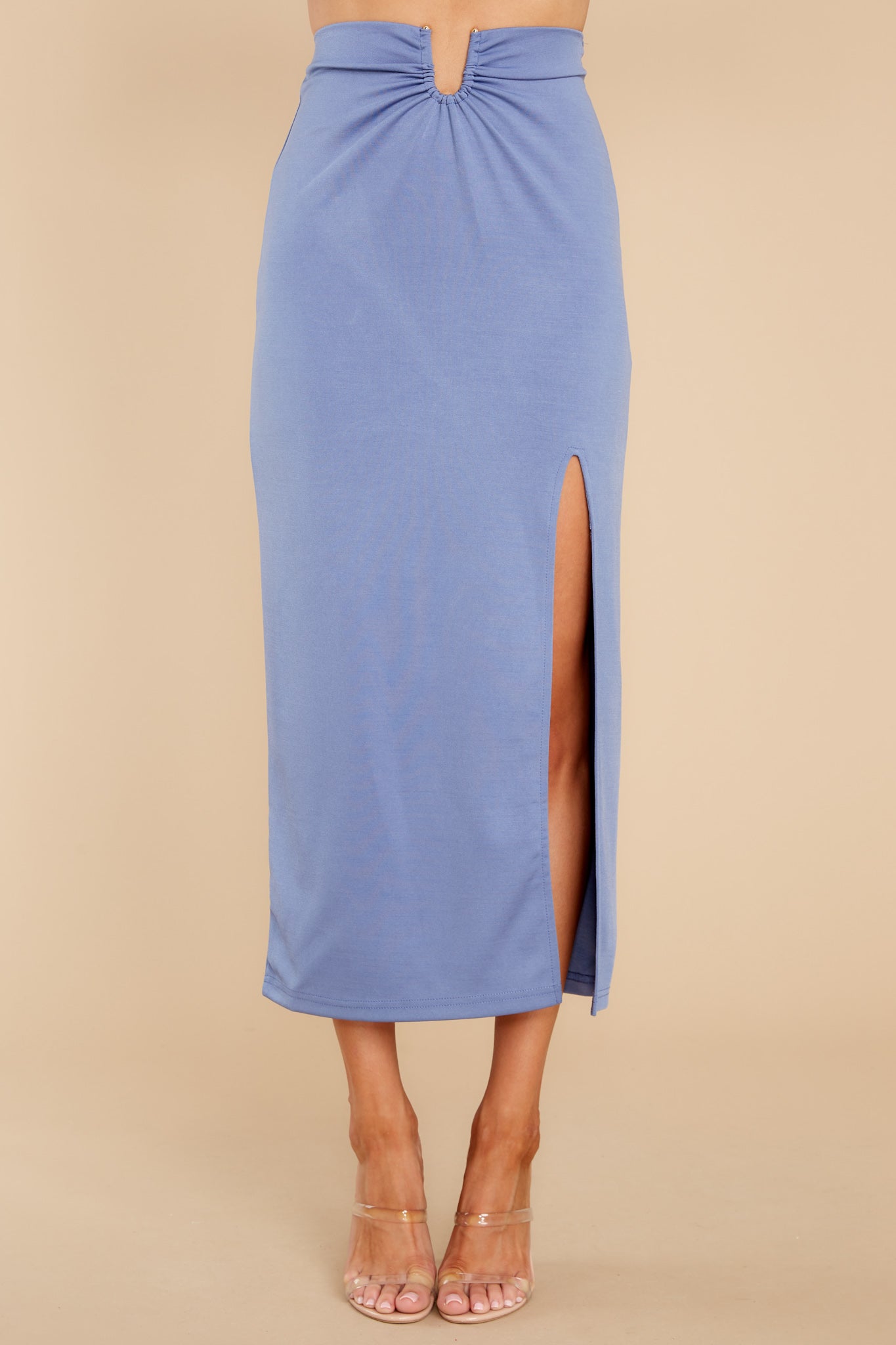 Havanna Cornflower Blue Midi Skirt