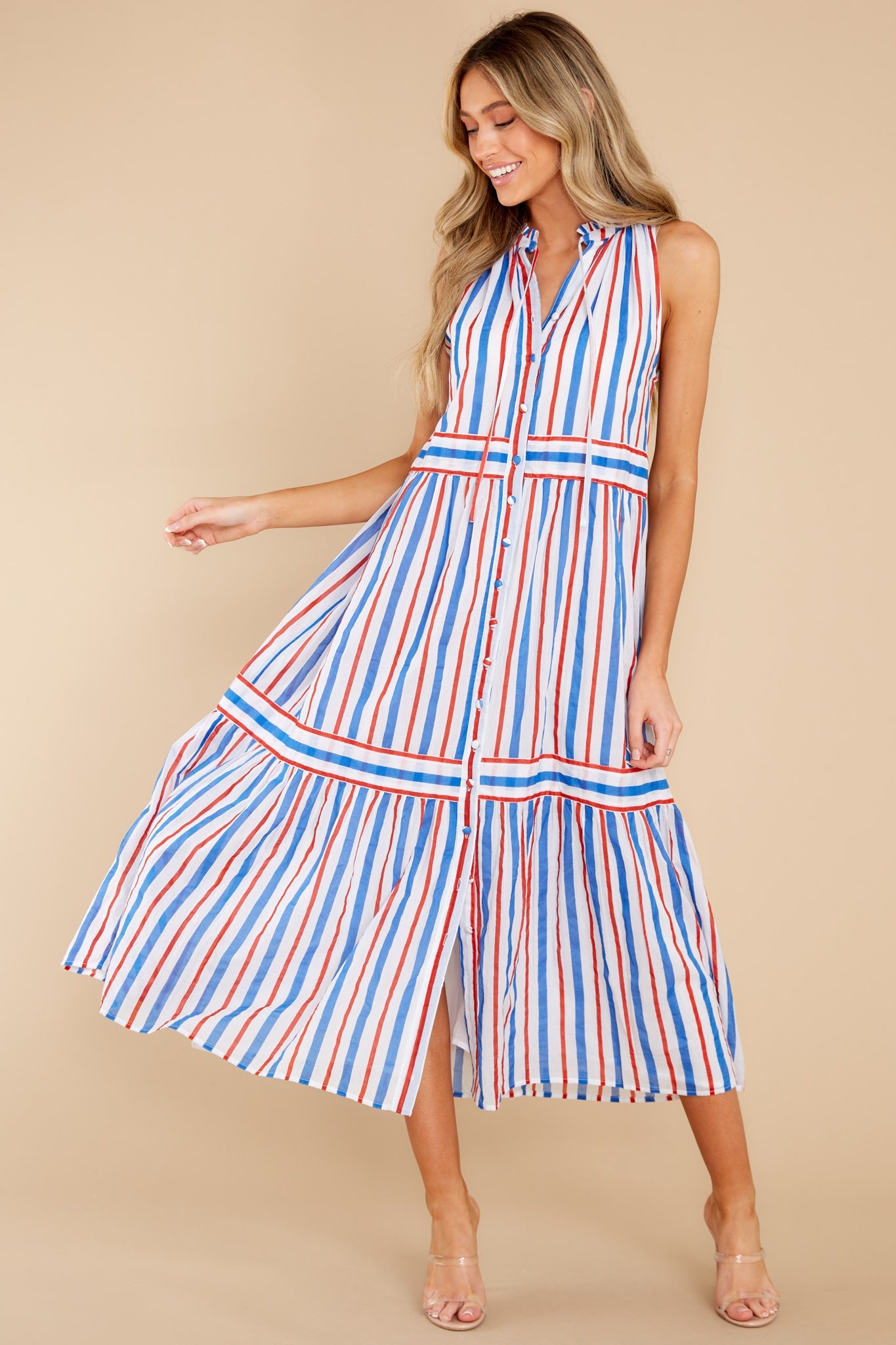 Ro Harbour Stripe Cherry Long Dress