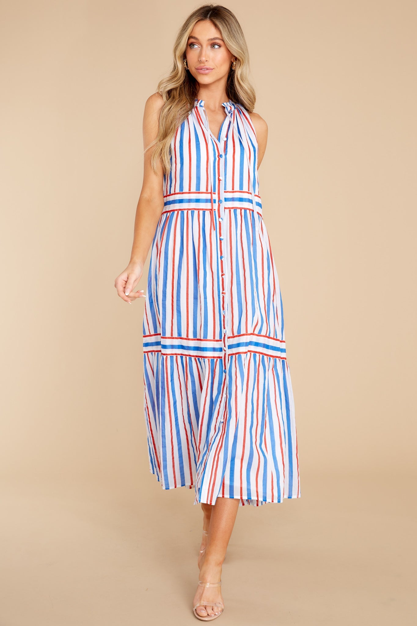 Ro Harbour Stripe Cherry Long Dress