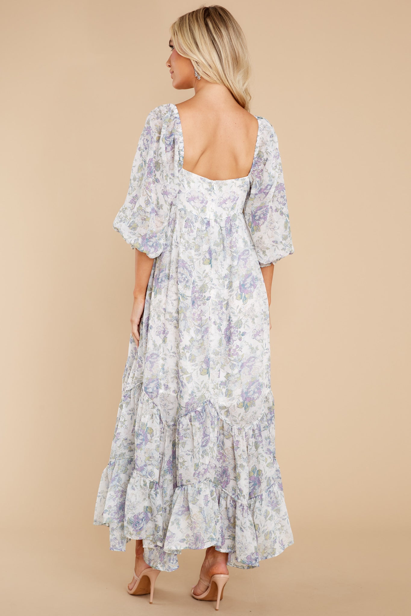 Twirling About Blue Floral Print Maxi Dress