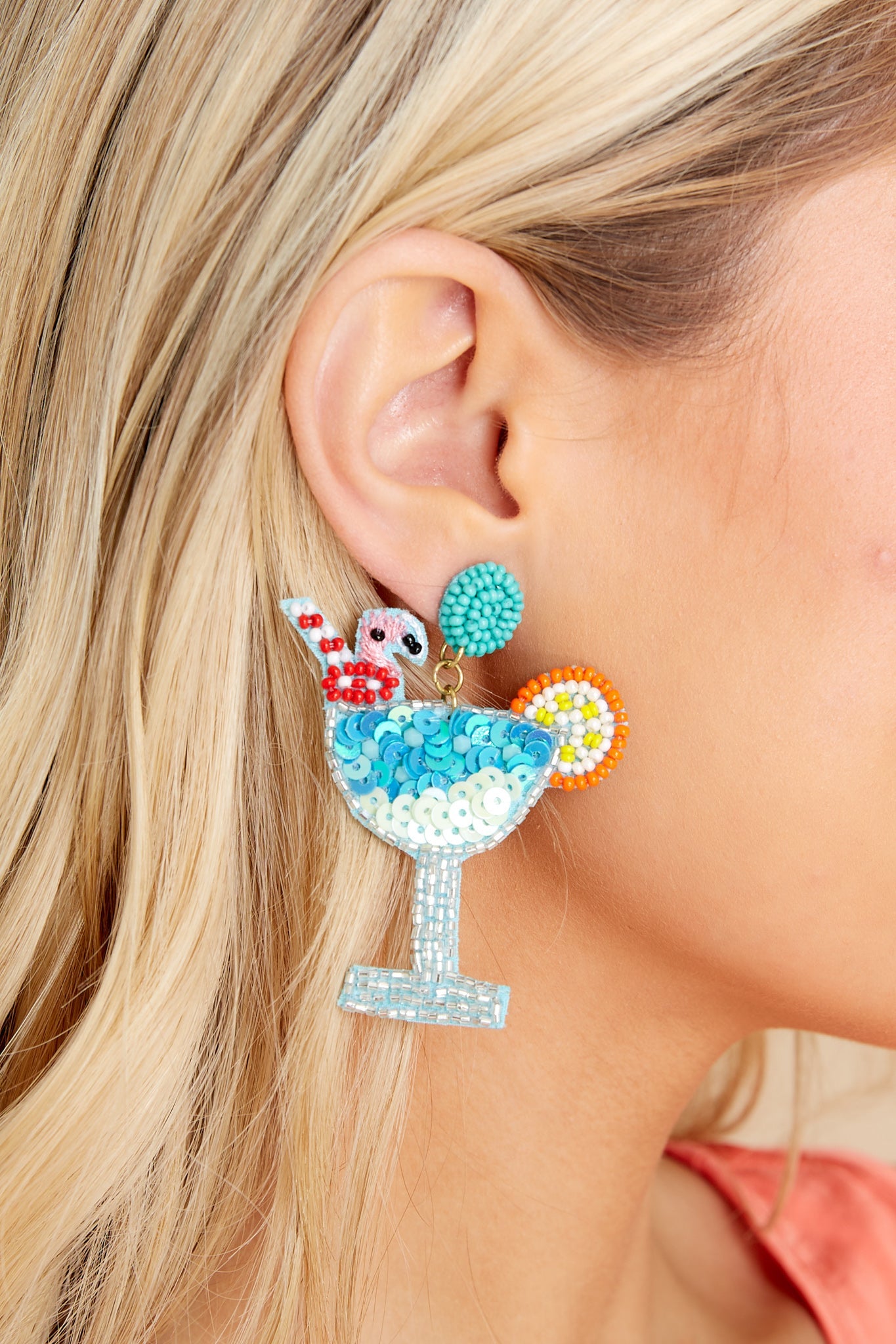 Sip By The Beach Turquoise Multi Beaded Earrings