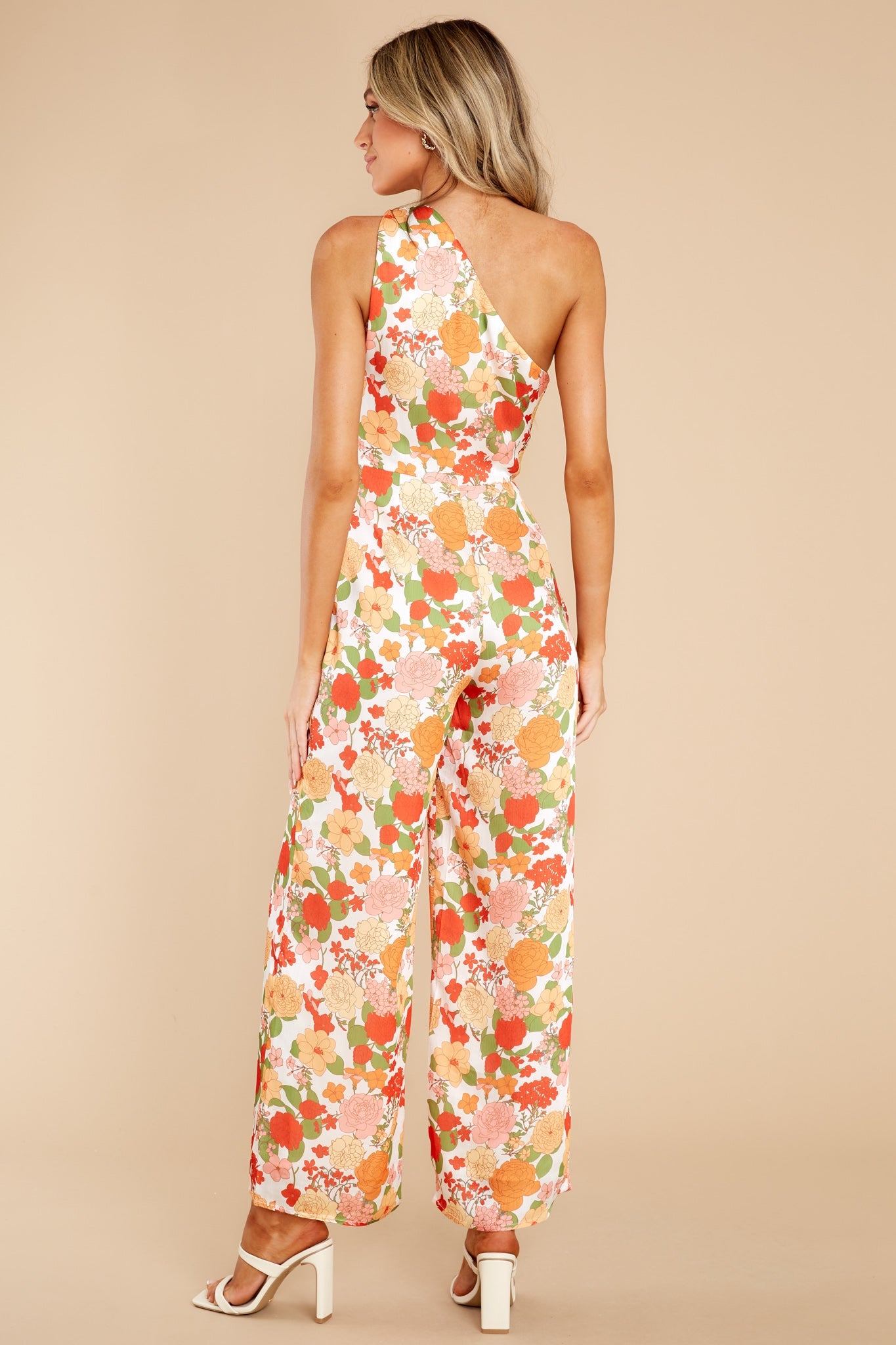 Nolana Red And Orange Peony Printed Jumpsuit