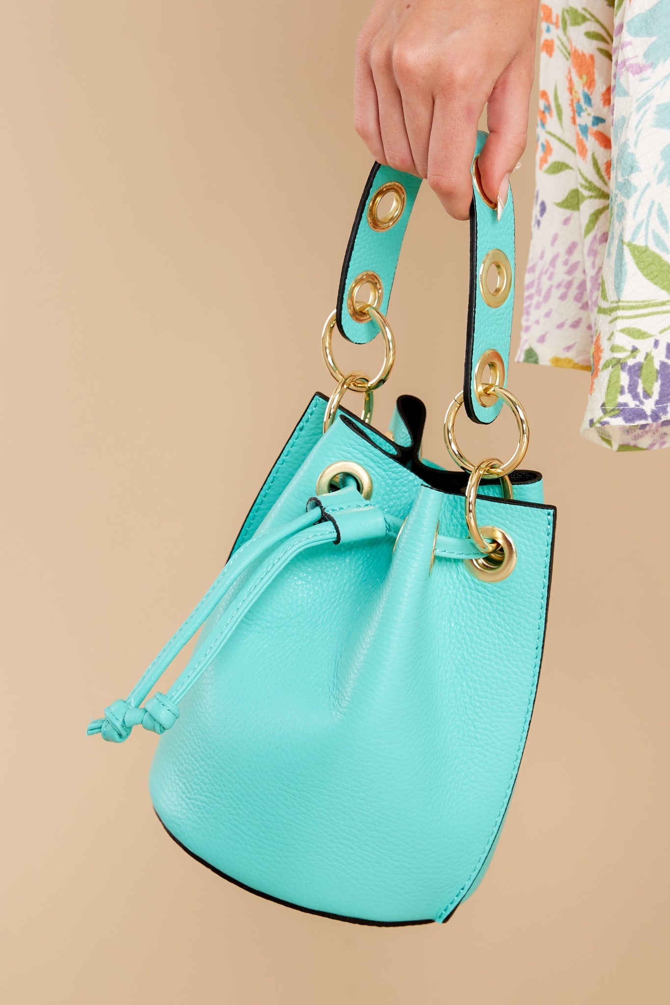 Drawn To You Aqua Blue Leather Bag