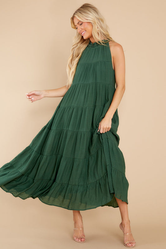 Take Me Dancing Dark Green Maxi Dress