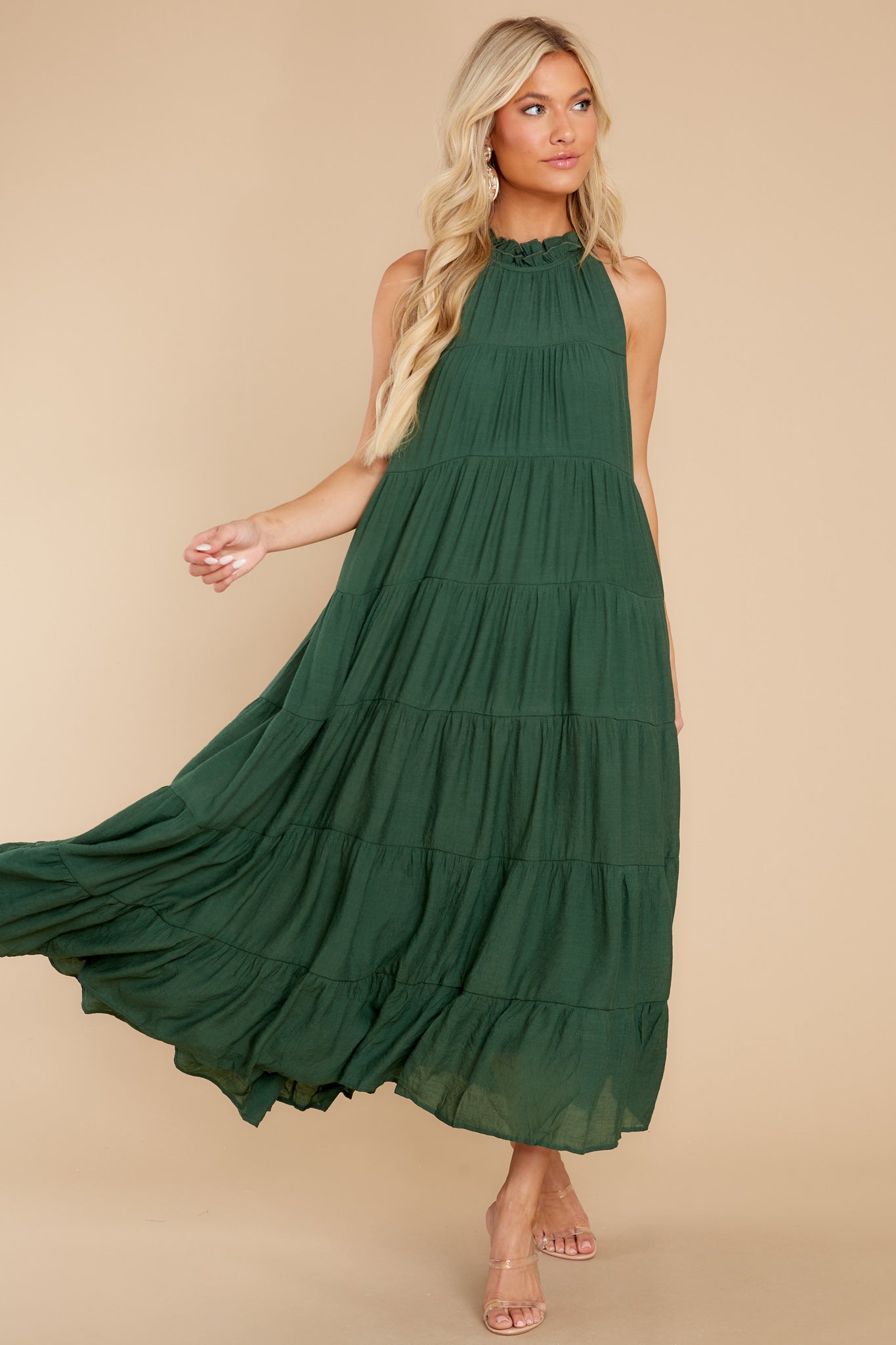 Take Me Dancing Dark Green Maxi Dress