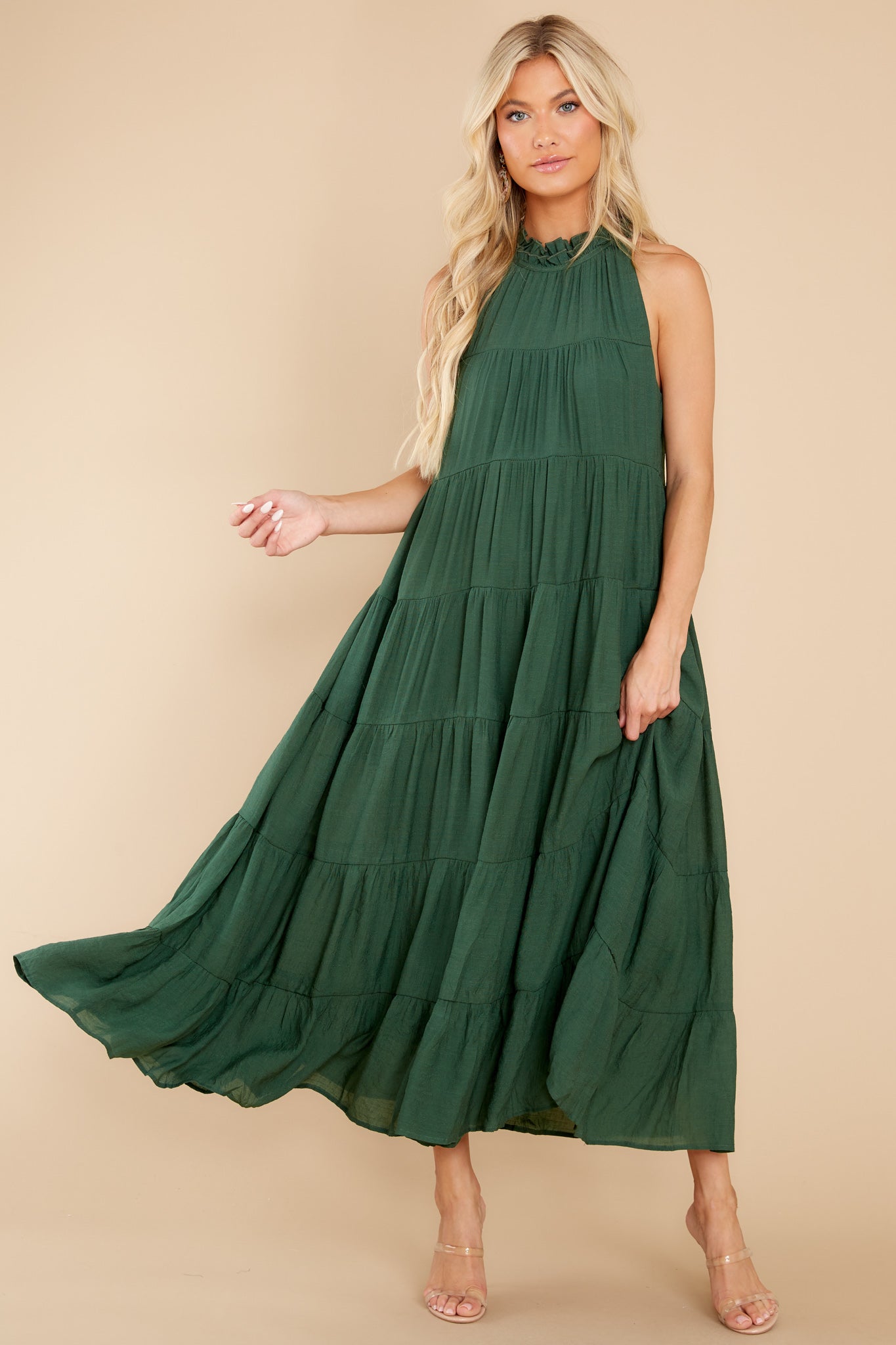 Take Me Dancing Dark Green Maxi Dress