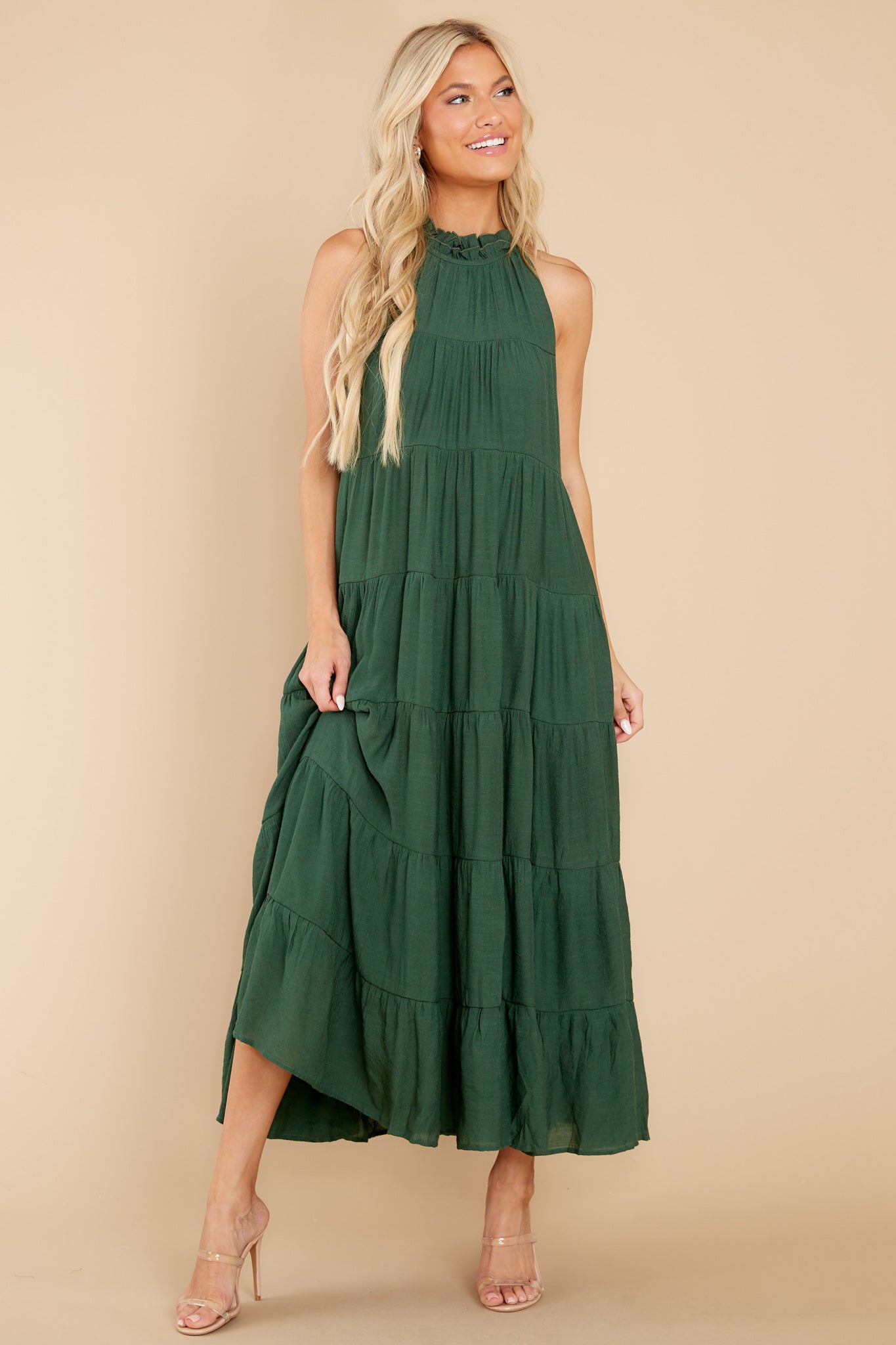 Take Me Dancing Dark Green Maxi Dress