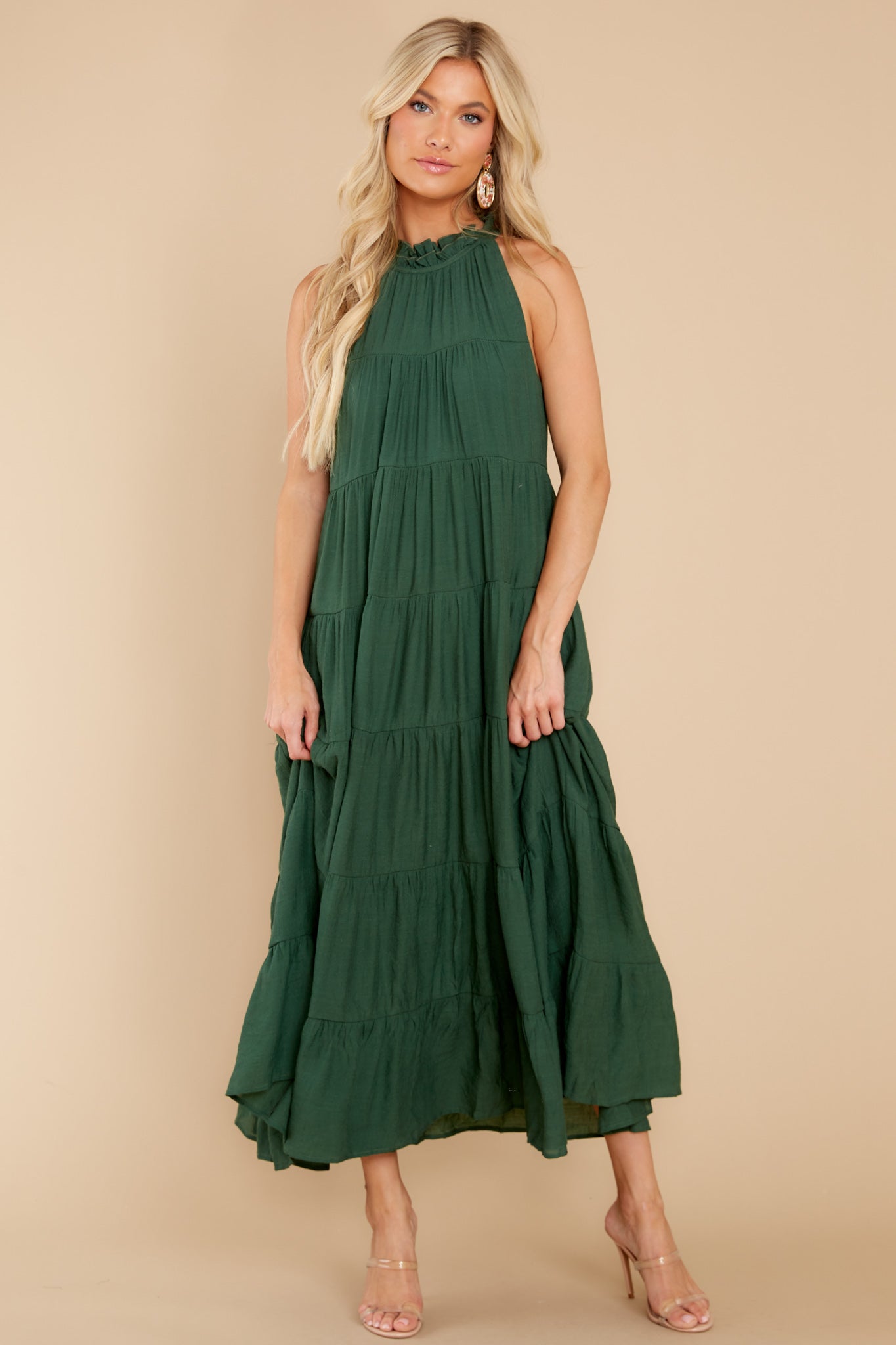 Take Me Dancing Dark Green Maxi Dress