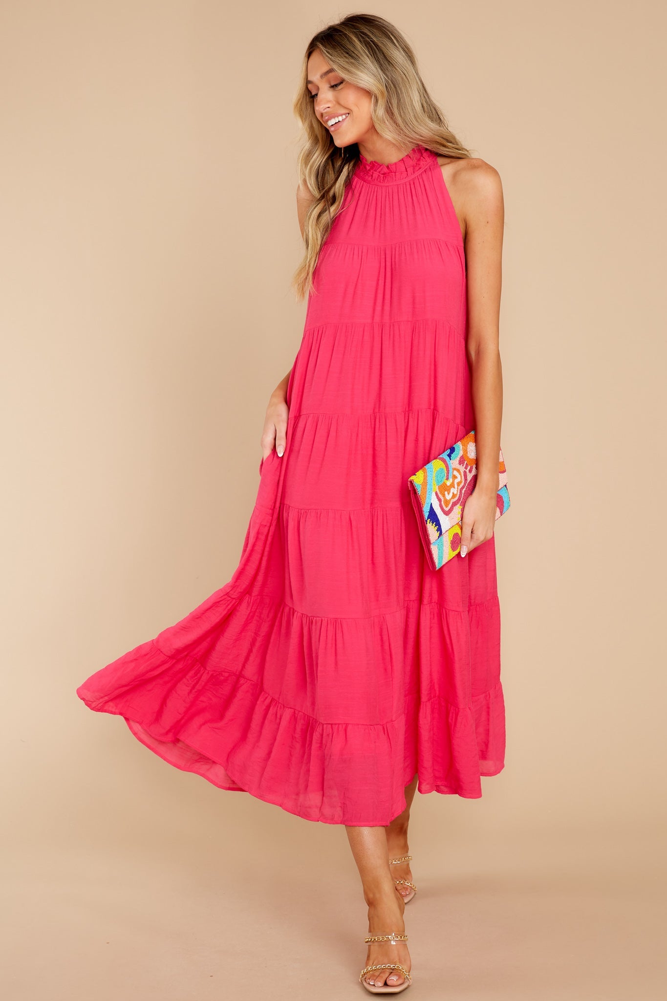 Take Me Dancing Hot Pink Maxi Dress