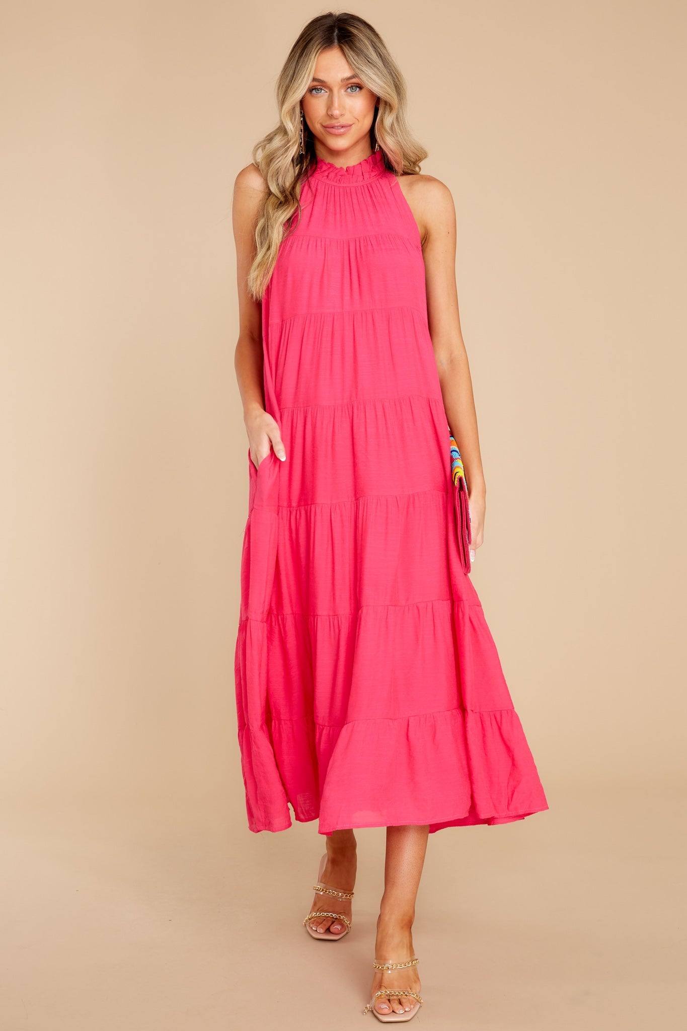 Take Me Dancing Hot Pink Maxi Dress