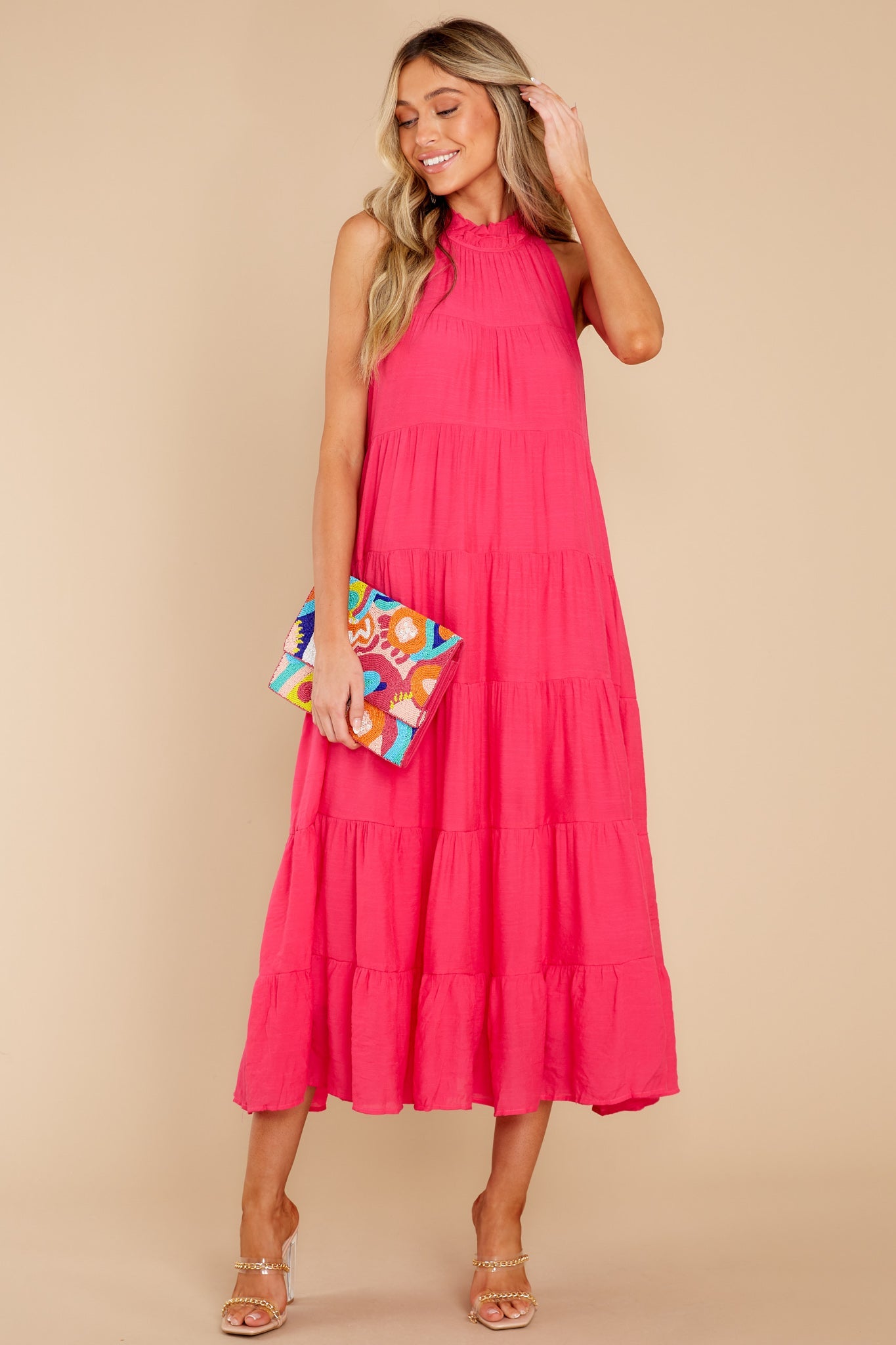 Take Me Dancing Hot Pink Maxi Dress