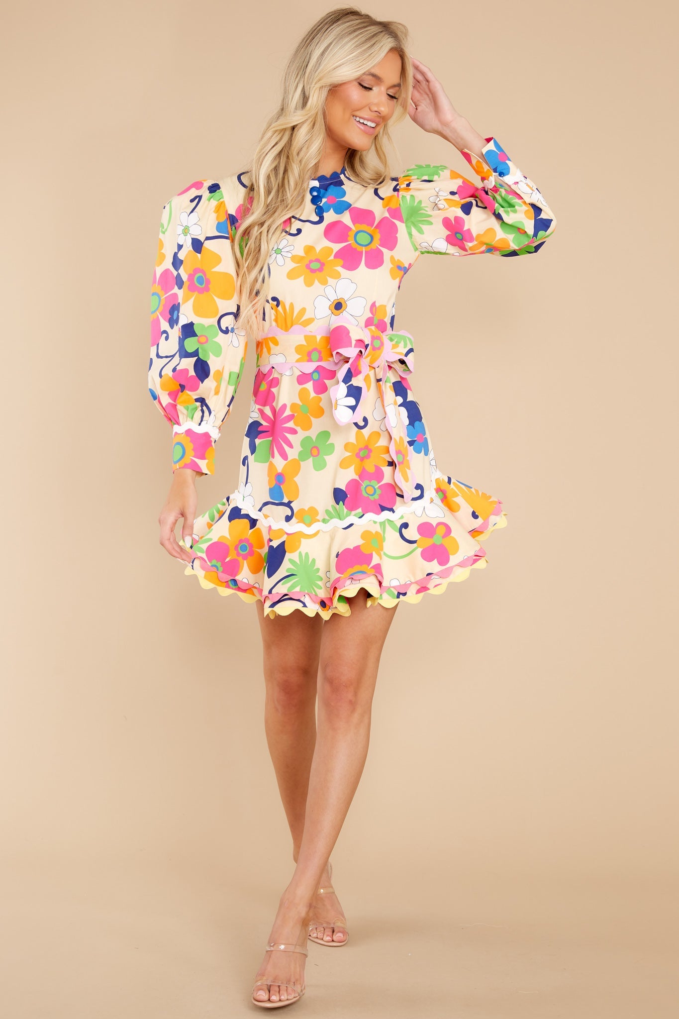 Felicity Beige Multi Dress