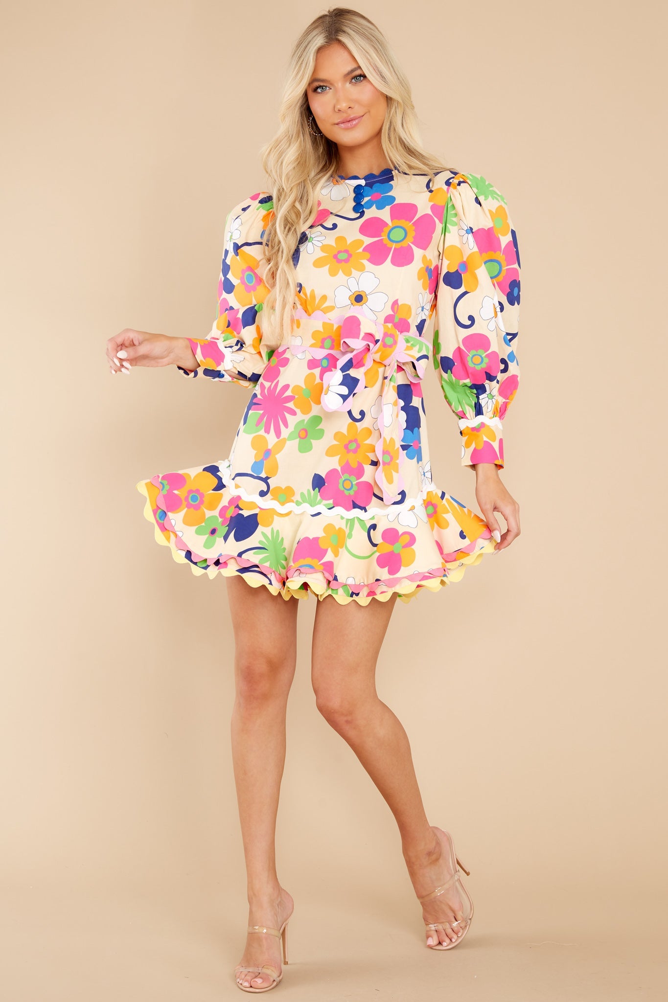 Felicity Beige Multi Dress